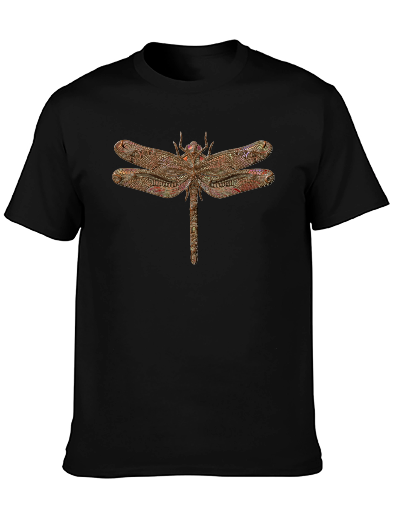 Dragonfly Graphic Print Black T-Shirt