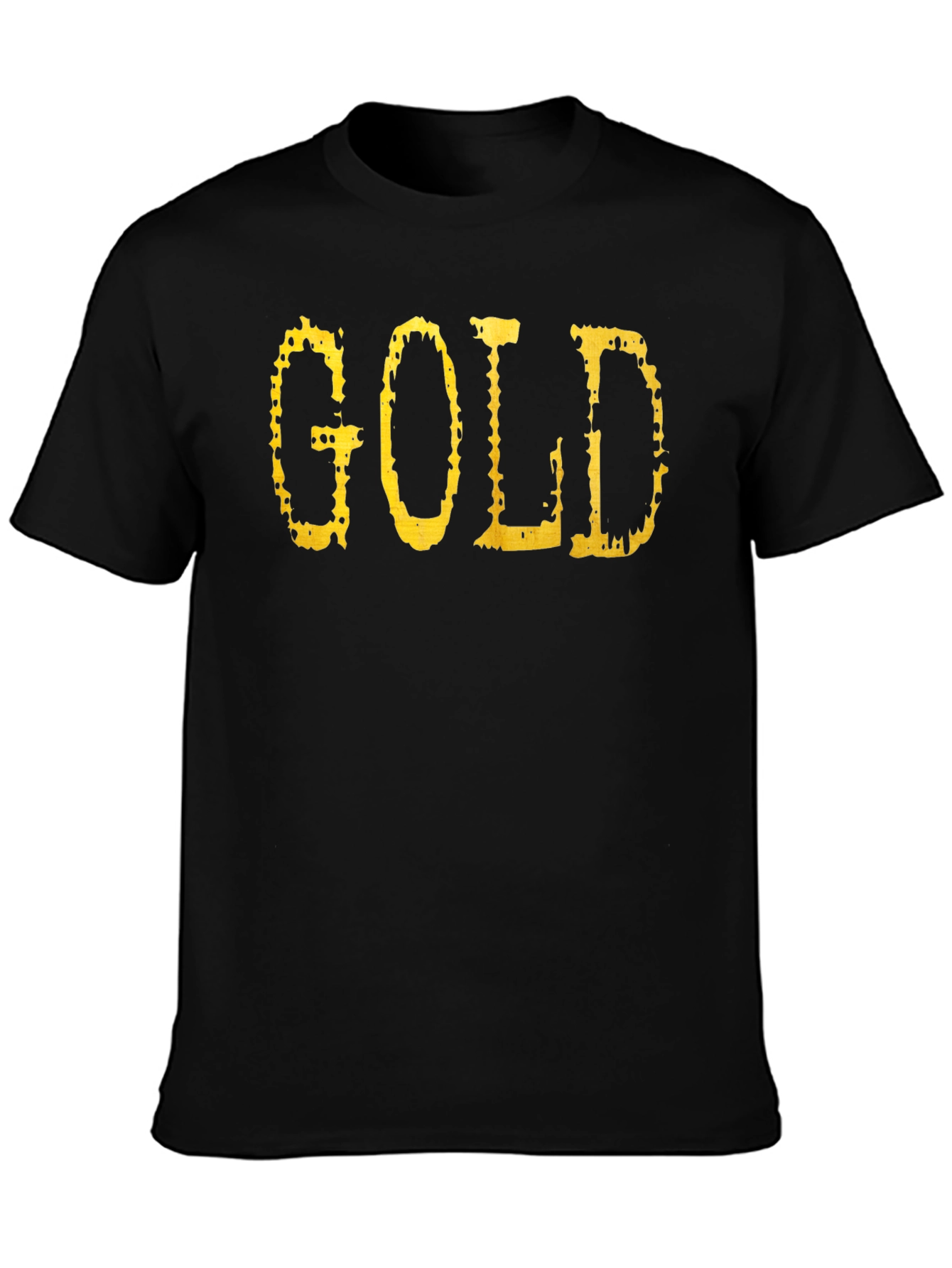 Gold Graphic Tee - Black Cotton Casual T-Shirt