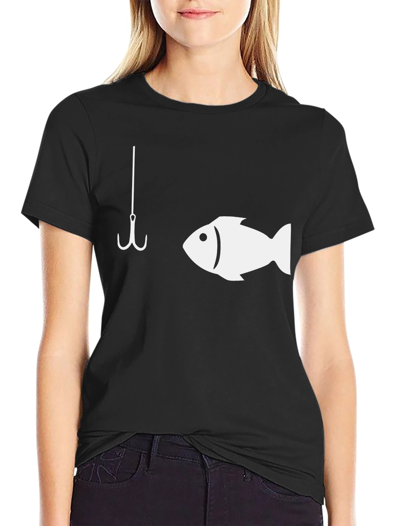Fishing Hook & Fish Graphic T-Shirt