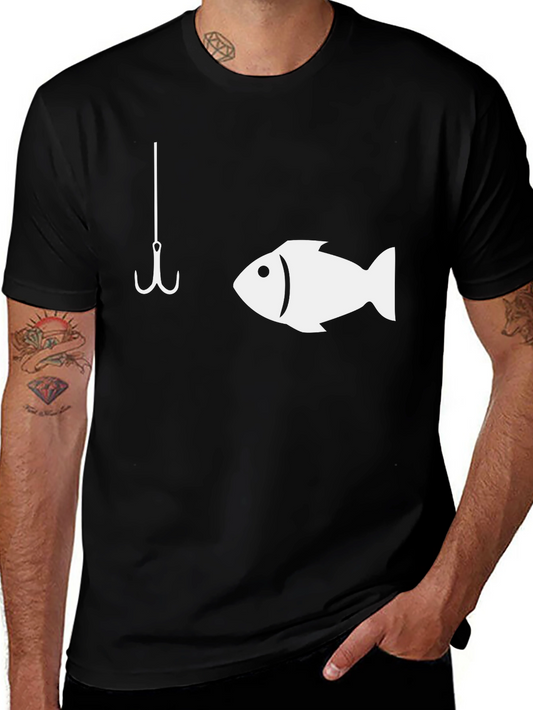 Fishing Hook & Fish Graphic T-Shirt