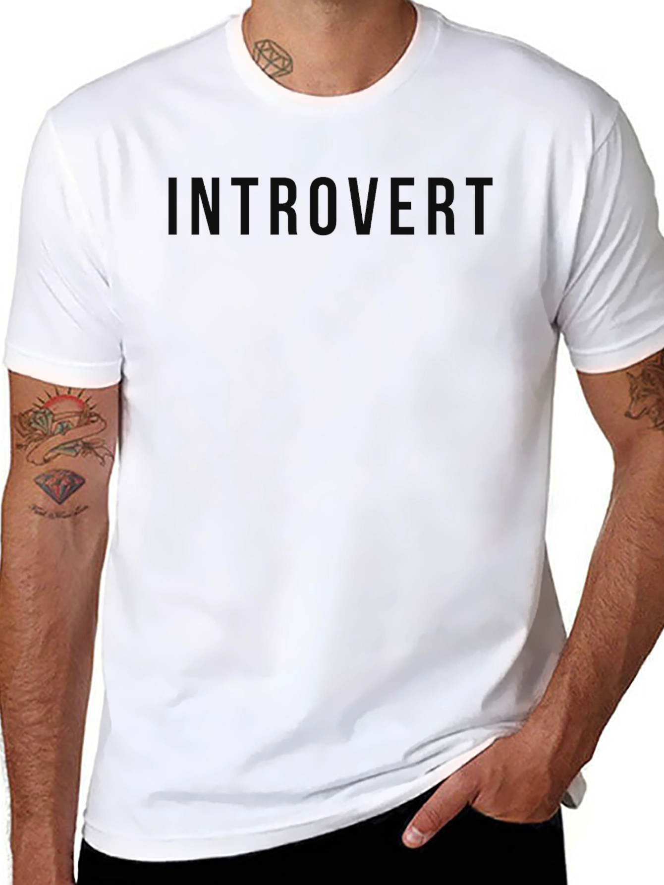 Introvert Black Cotton Tee - Comfortable Everyday Wear