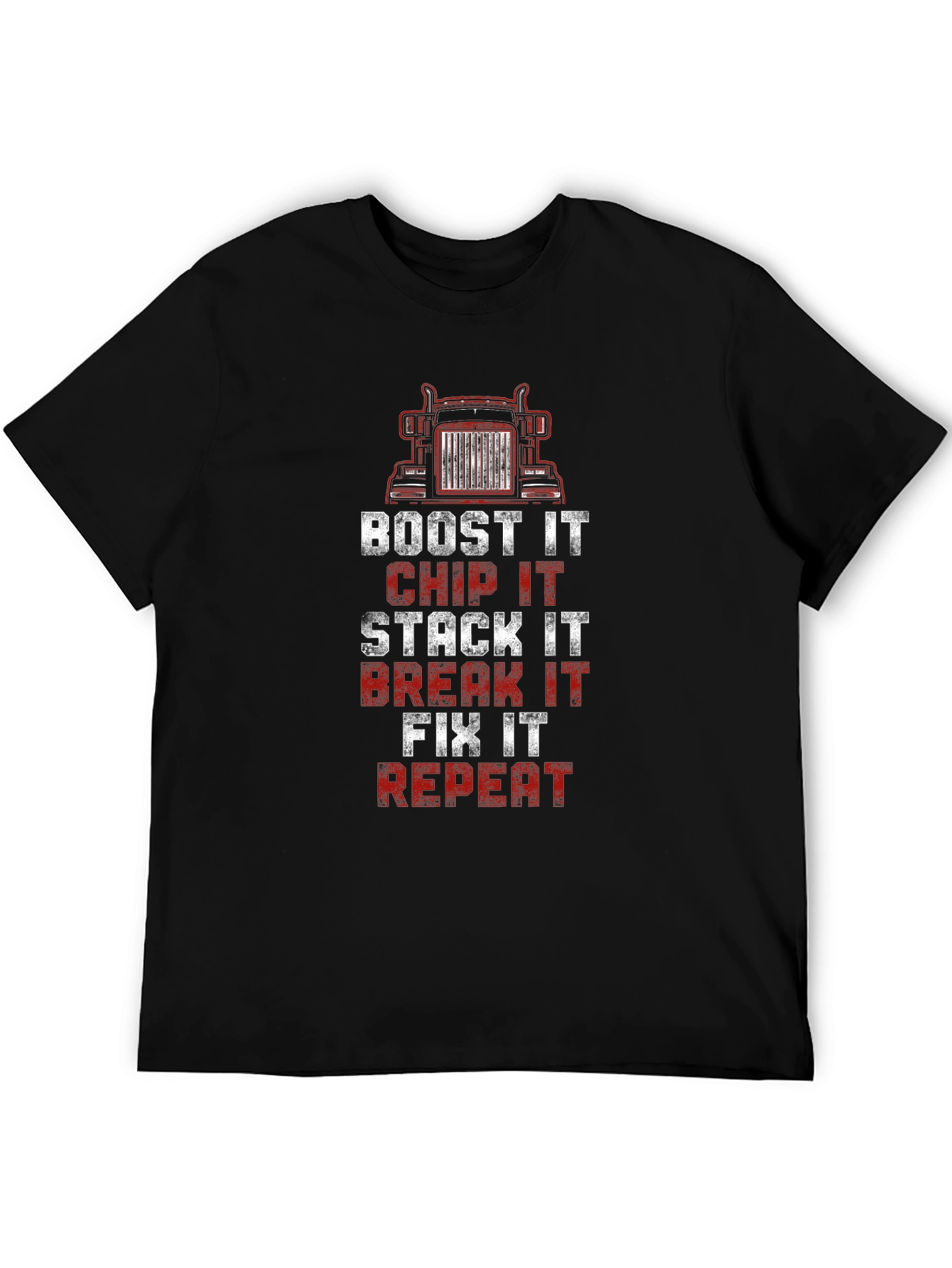 Trucker Boost Chip Stack Break Fix Repeat Graphic Tee