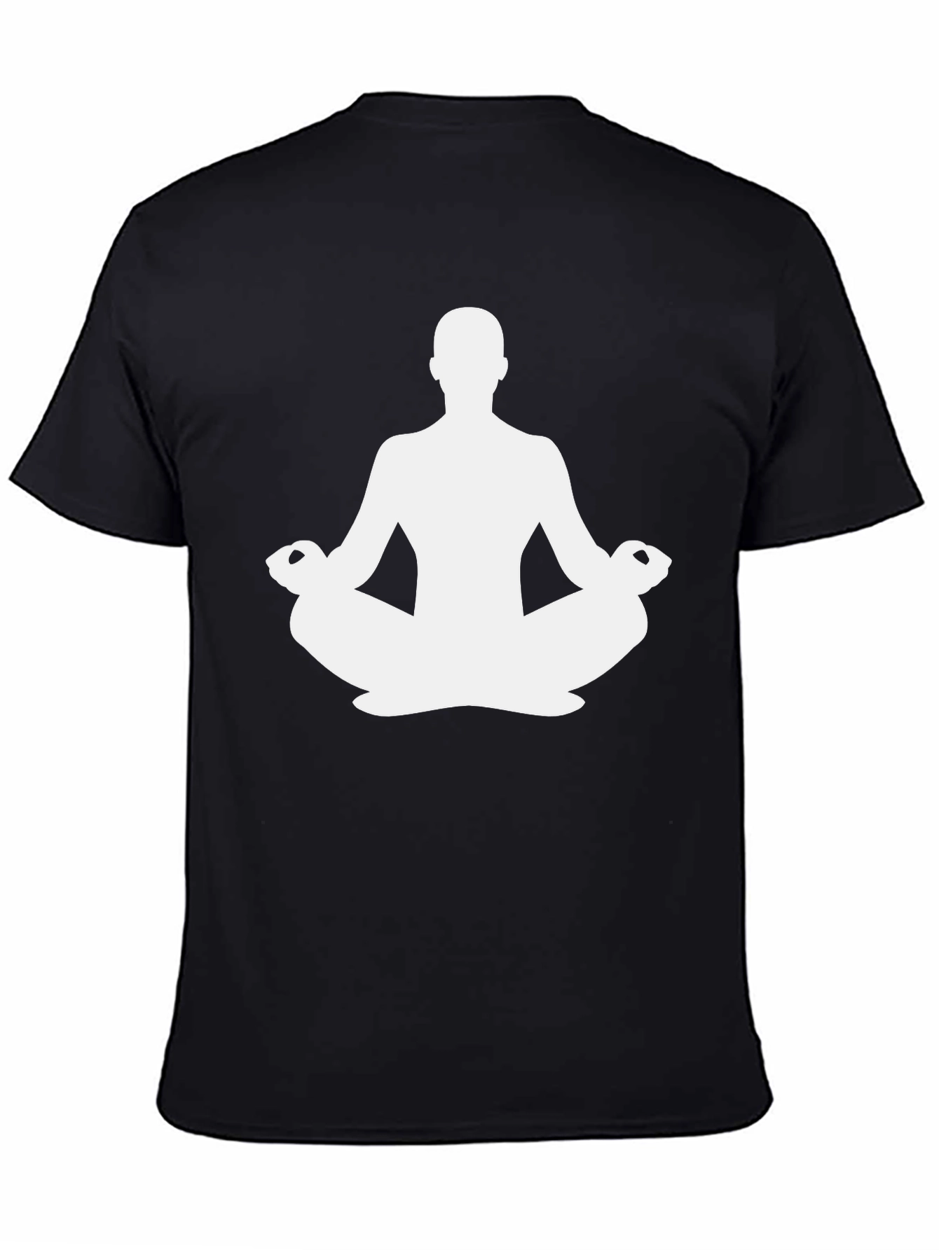 Meditating Man Graphic Tee - Black Cotton Casual Top