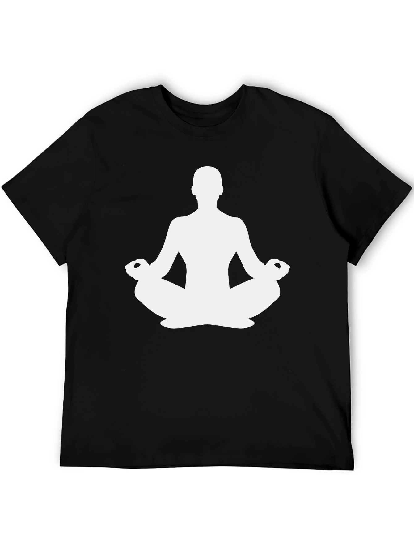 Meditating Man Graphic Tee - Black Cotton Casual Top
