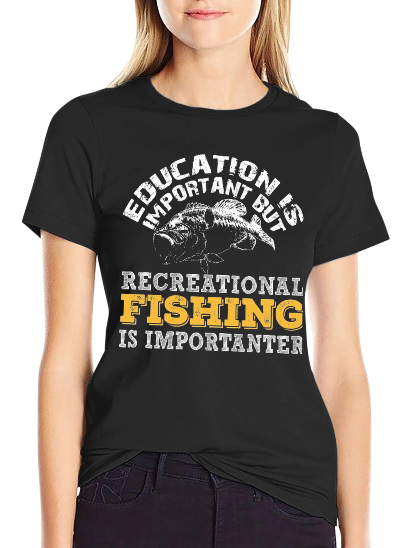 Funny Fishing T-Shirt - Education vs. Fishing