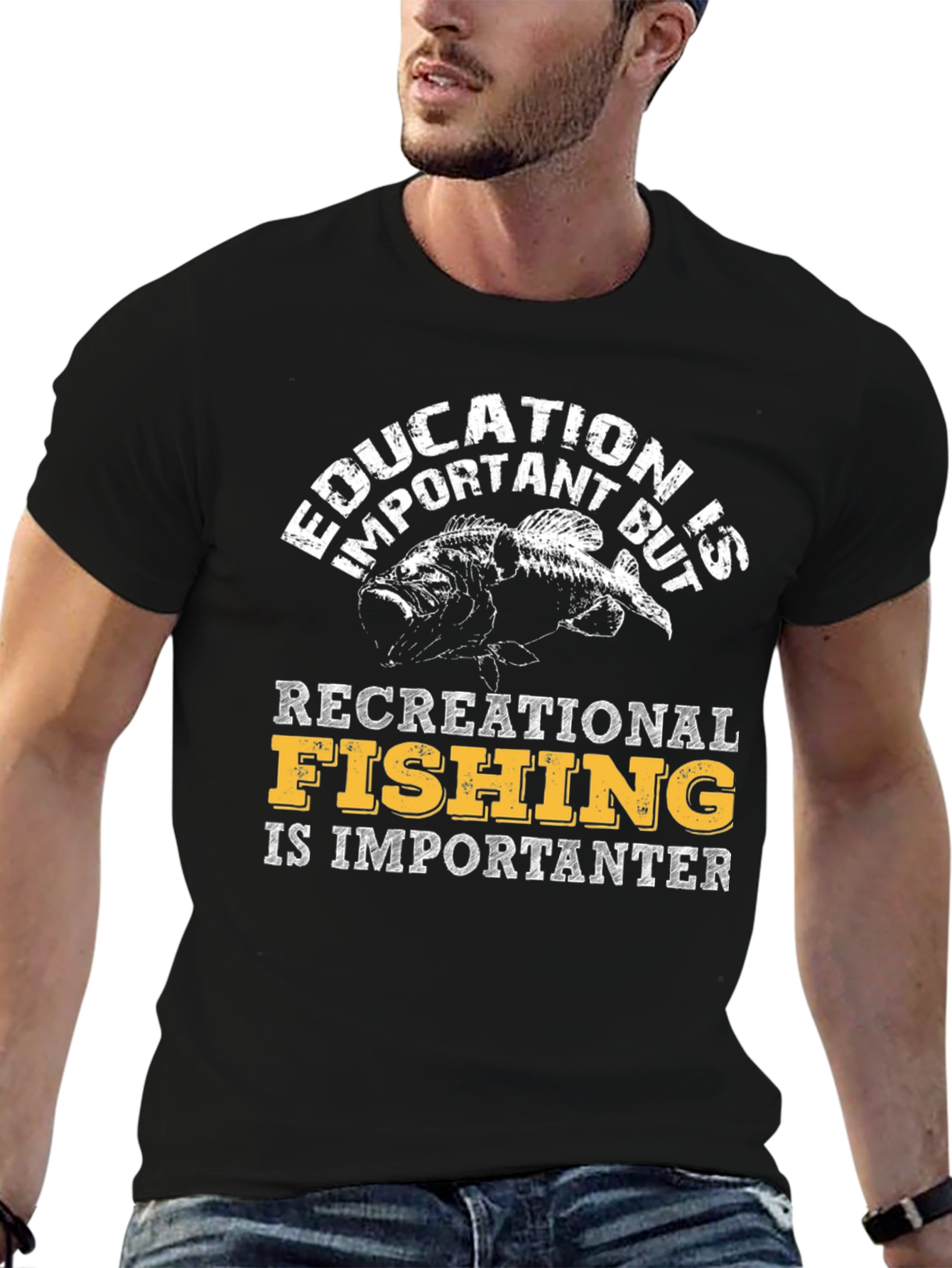Funny Fishing T-Shirt - Education vs. Fishing