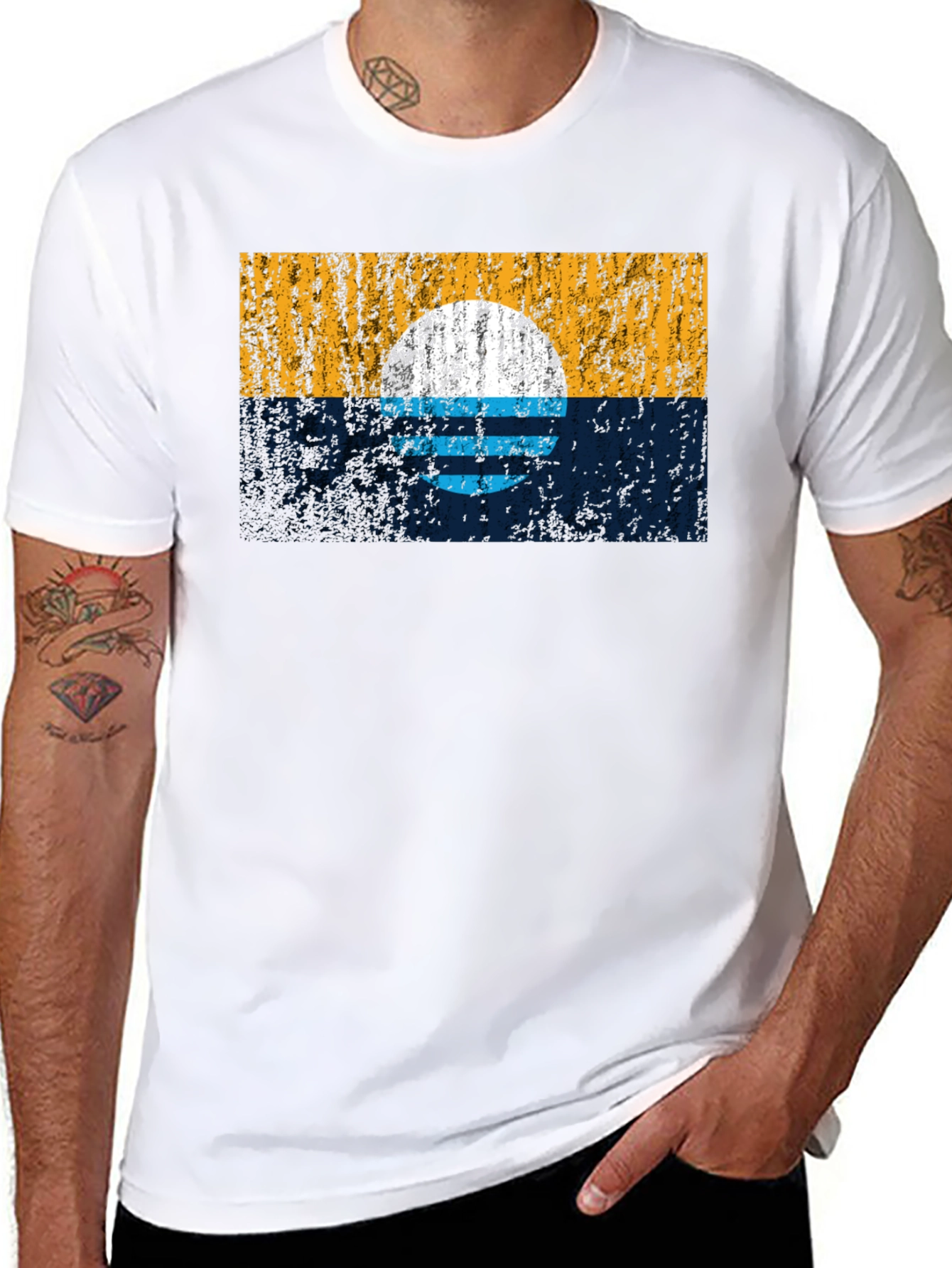 Sunset Graphic Tee - Retro Style Black T-Shirt