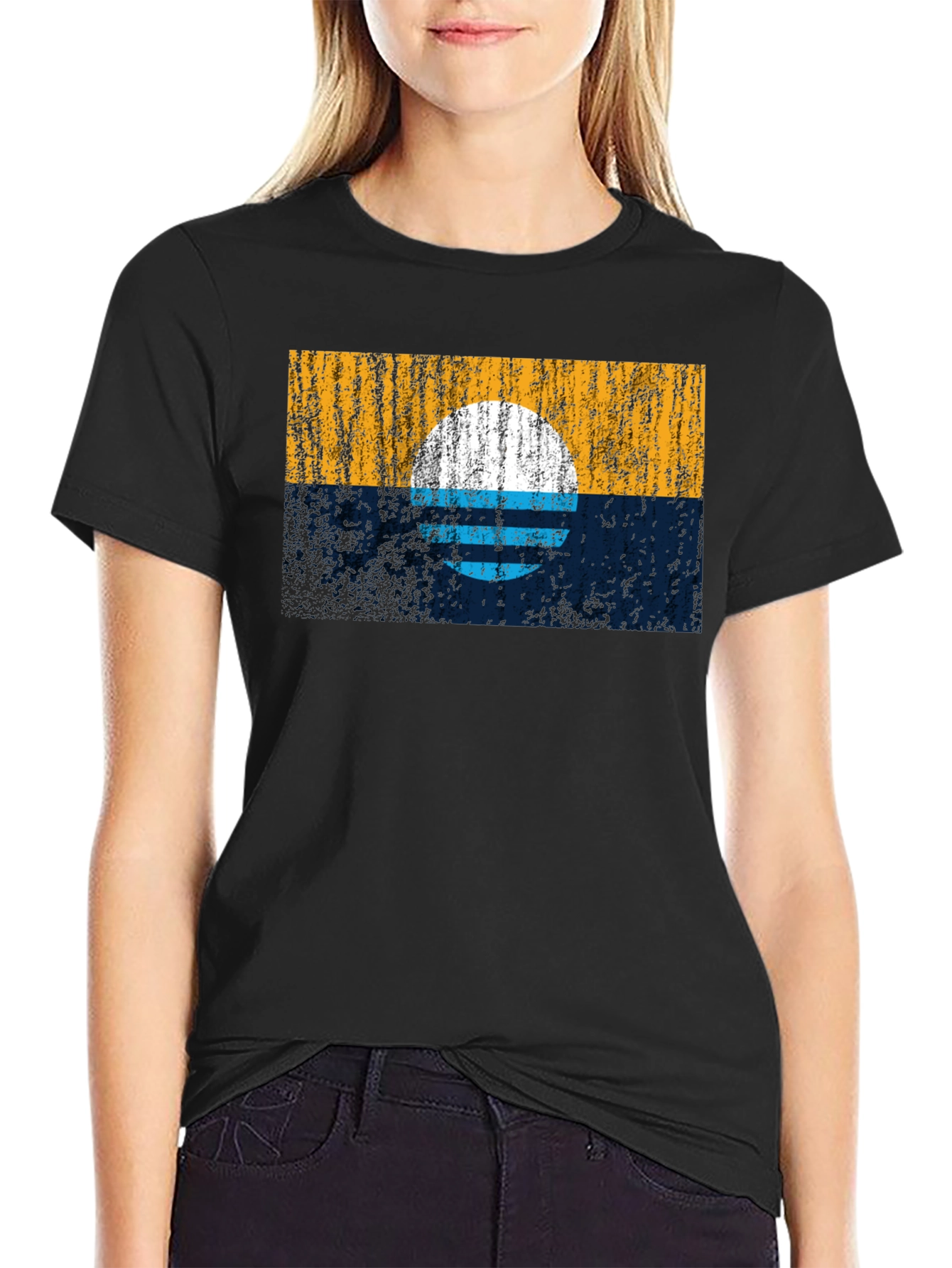 Sunset Graphic Tee - Retro Style Black T-Shirt