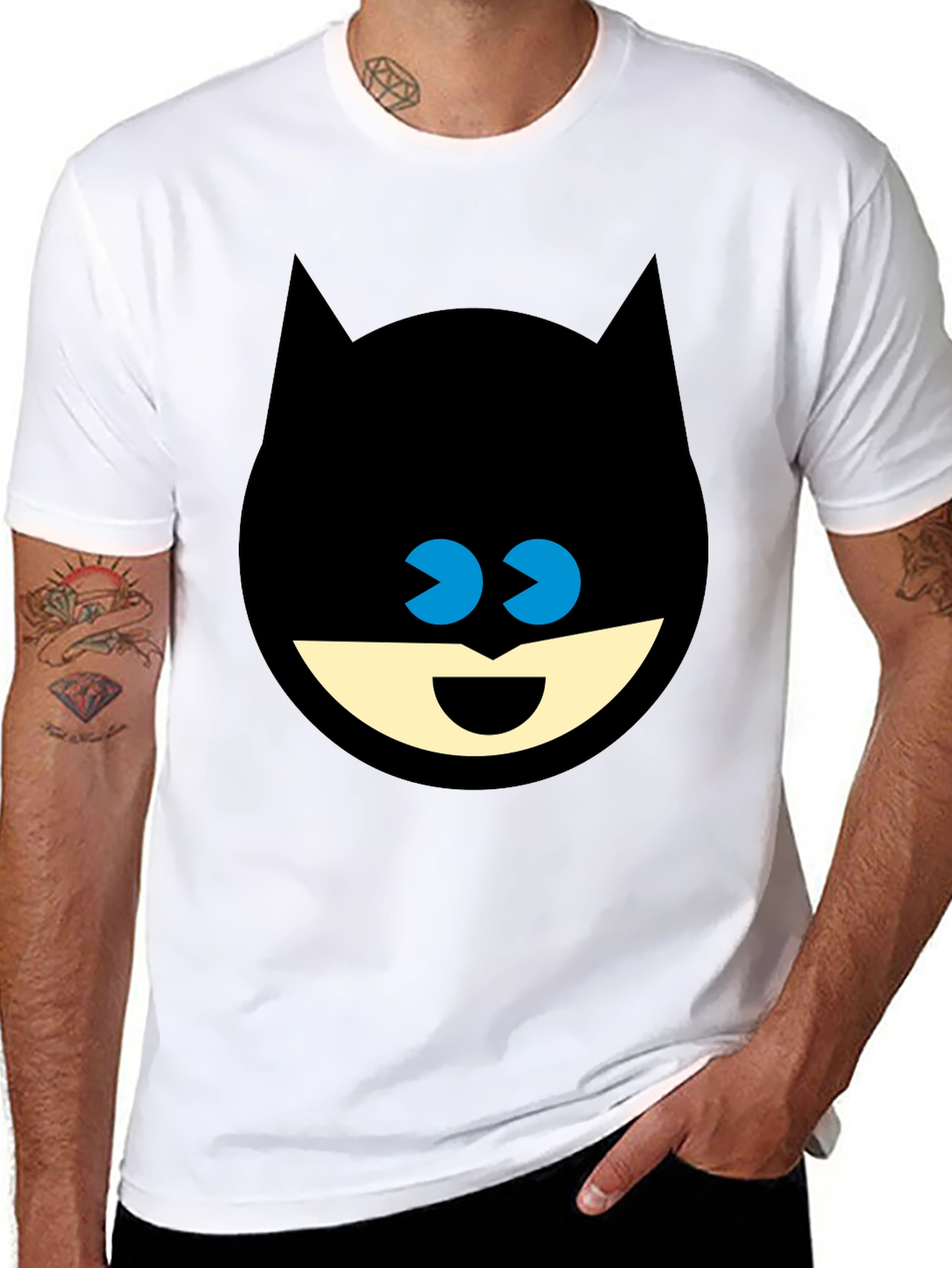 Funny Batman Face Black T-Shirt