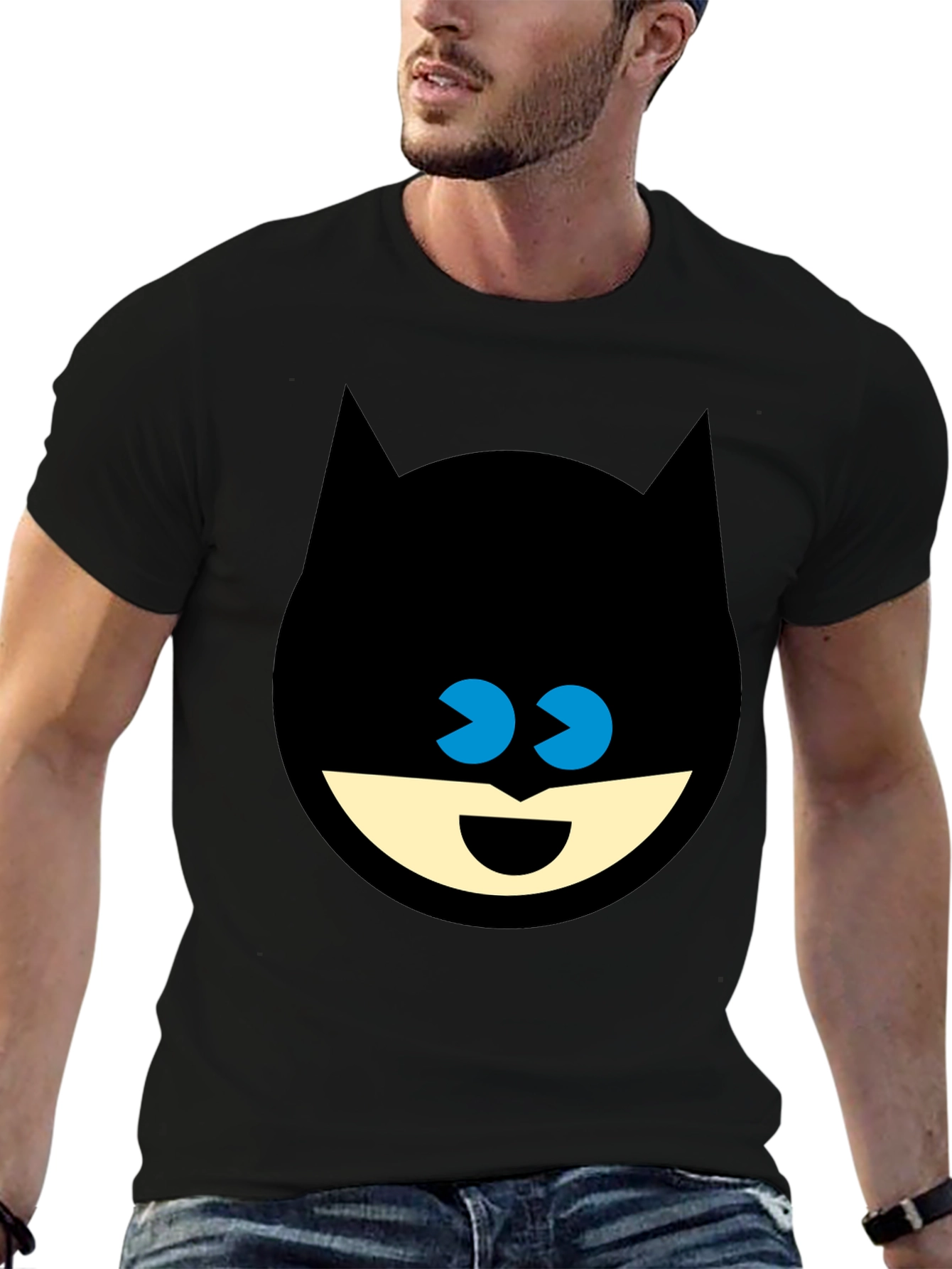 Funny Batman Face Black T-Shirt