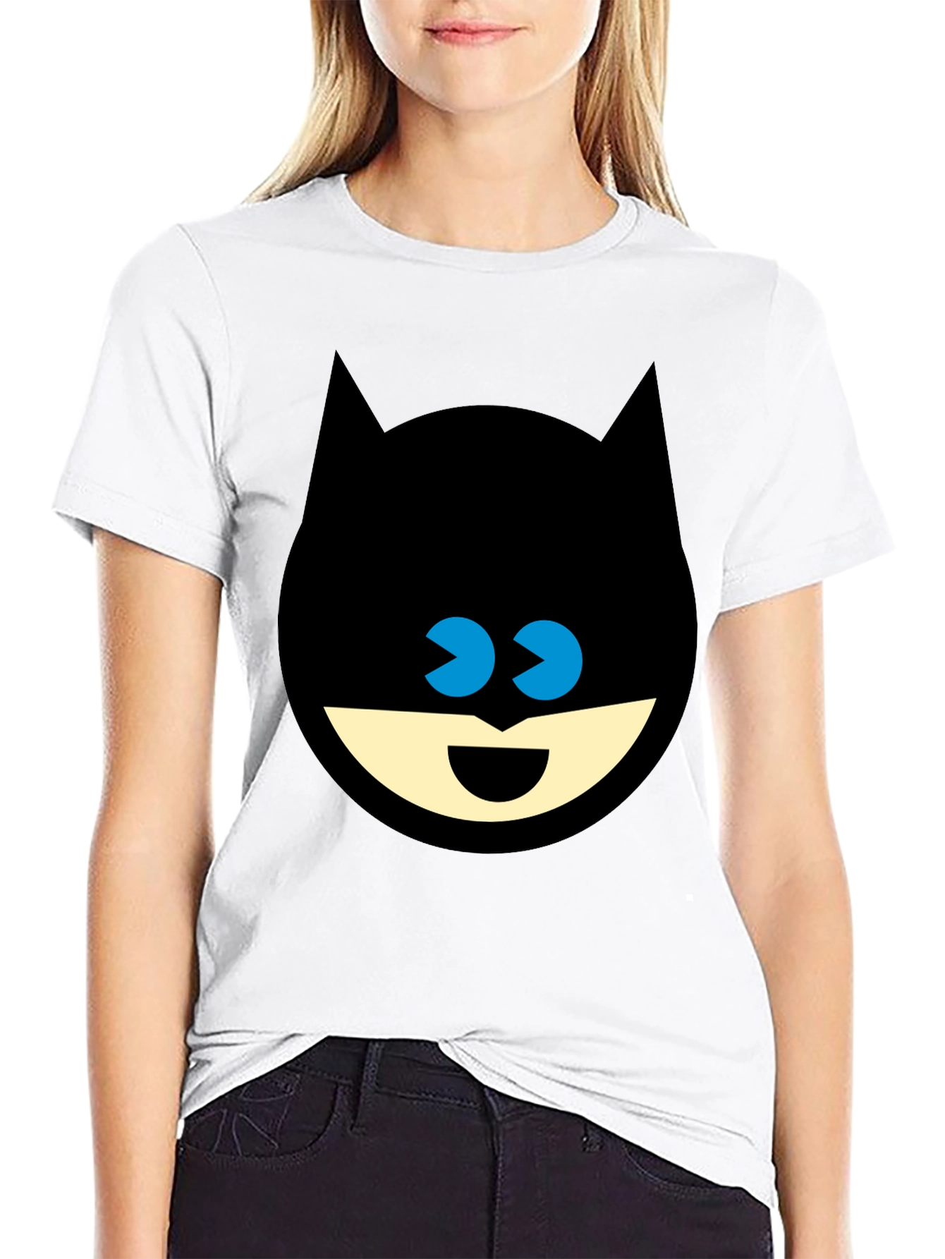 Funny Batman Face Black T-Shirt