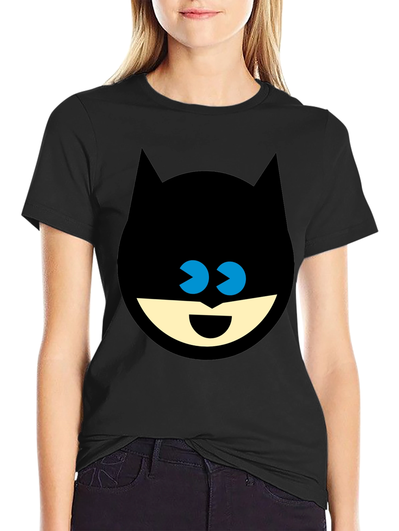 Funny Batman Face Black T-Shirt