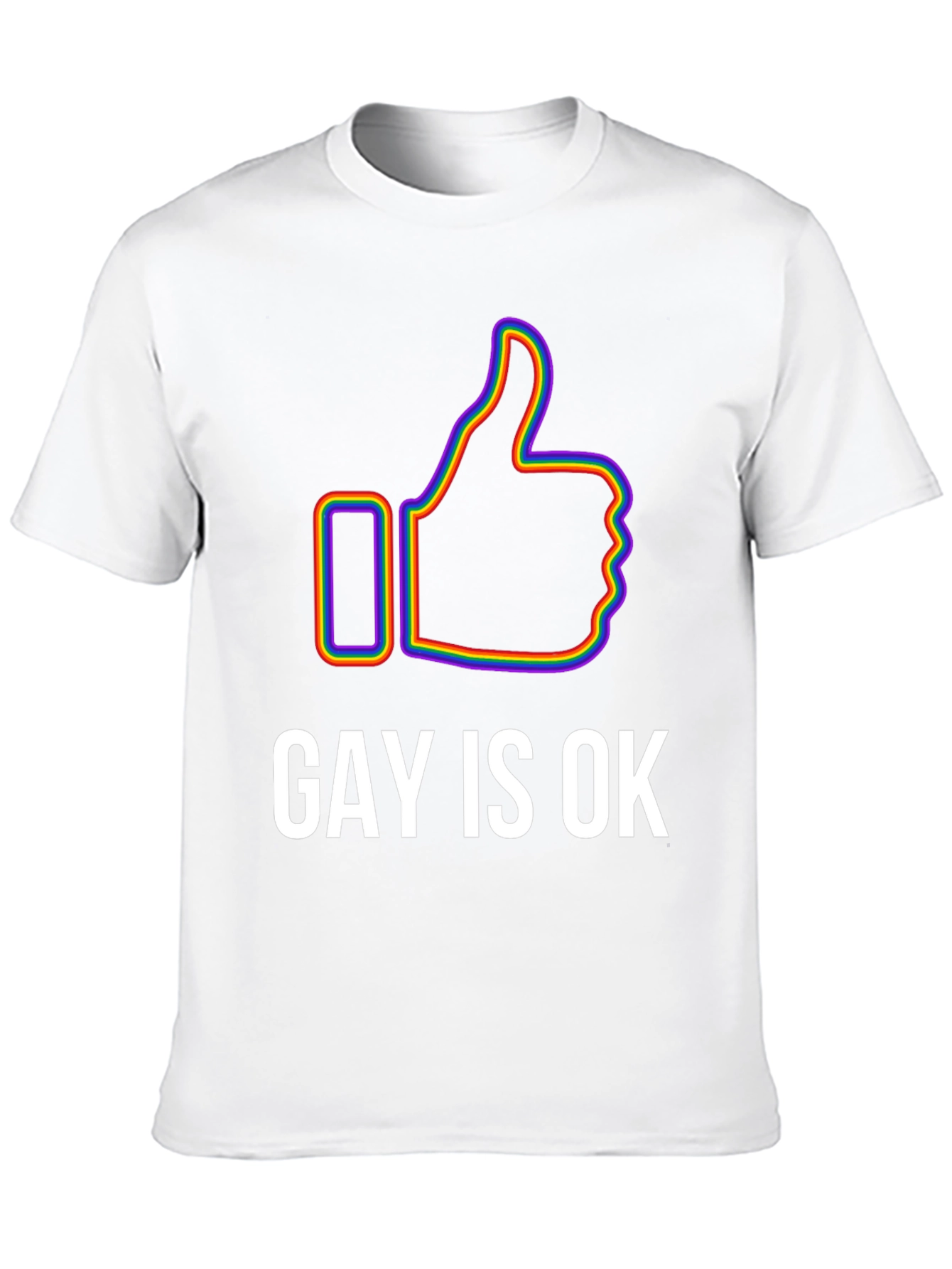 Gay Is Ok Pride T-Shirt - Rainbow Thumbs Up