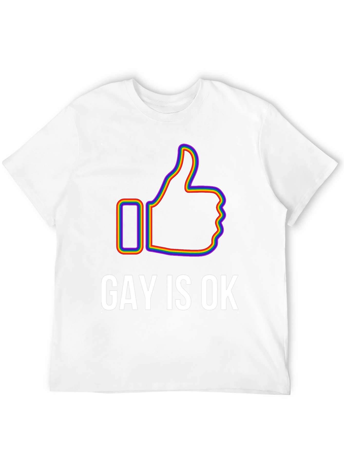 Gay Is Ok Pride T-Shirt - Rainbow Thumbs Up