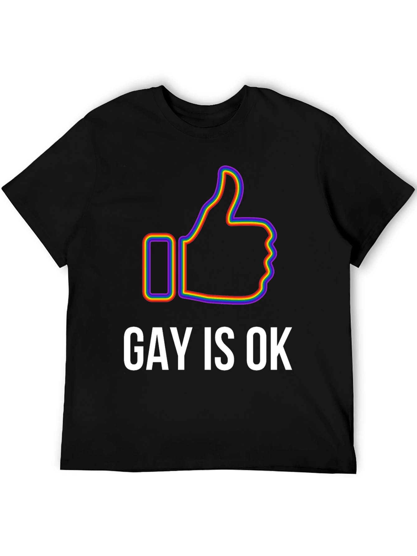 Gay Is Ok Pride T-Shirt - Rainbow Thumbs Up