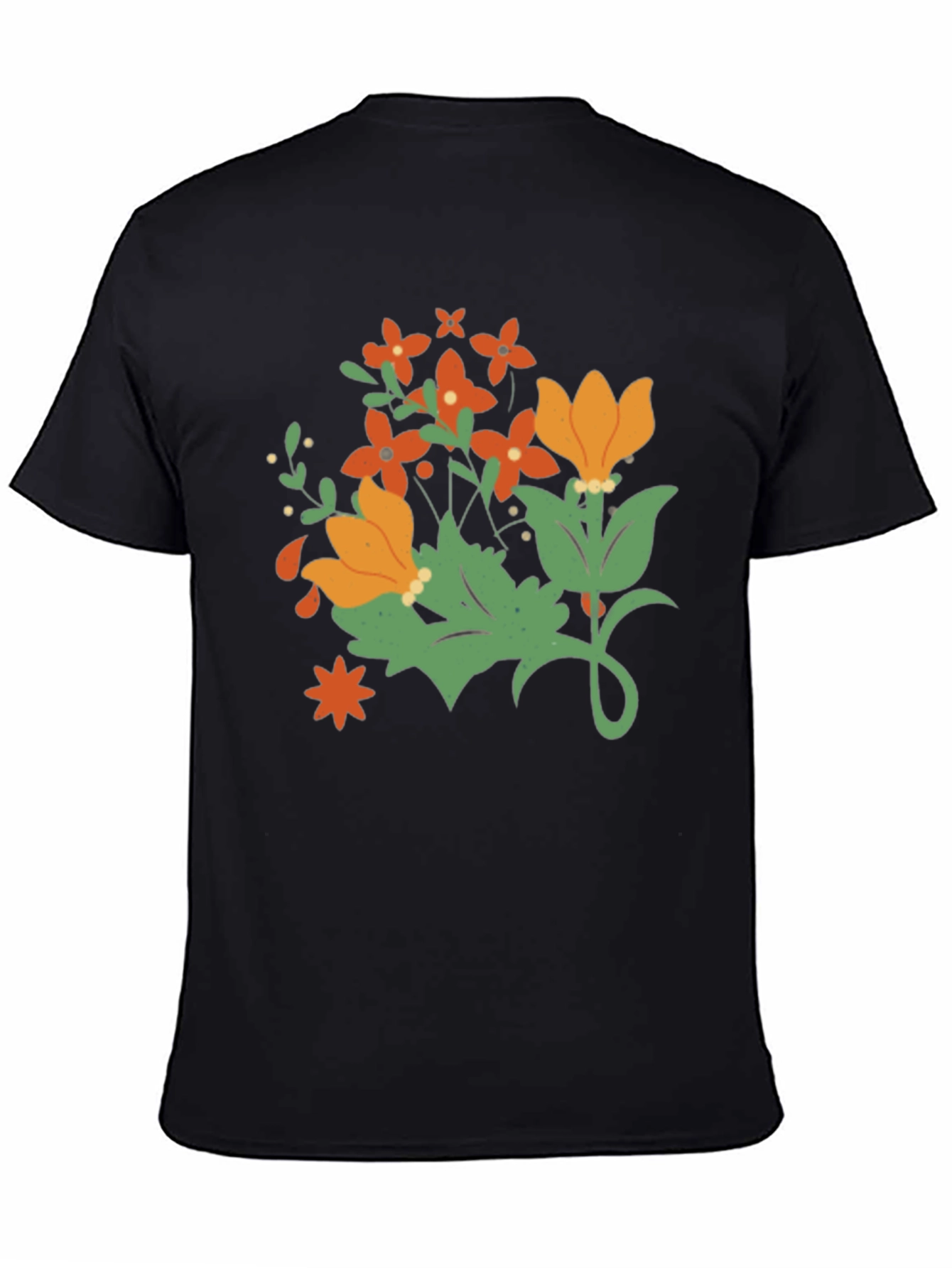 Floral Graphic Print Mens Black T-Shirt