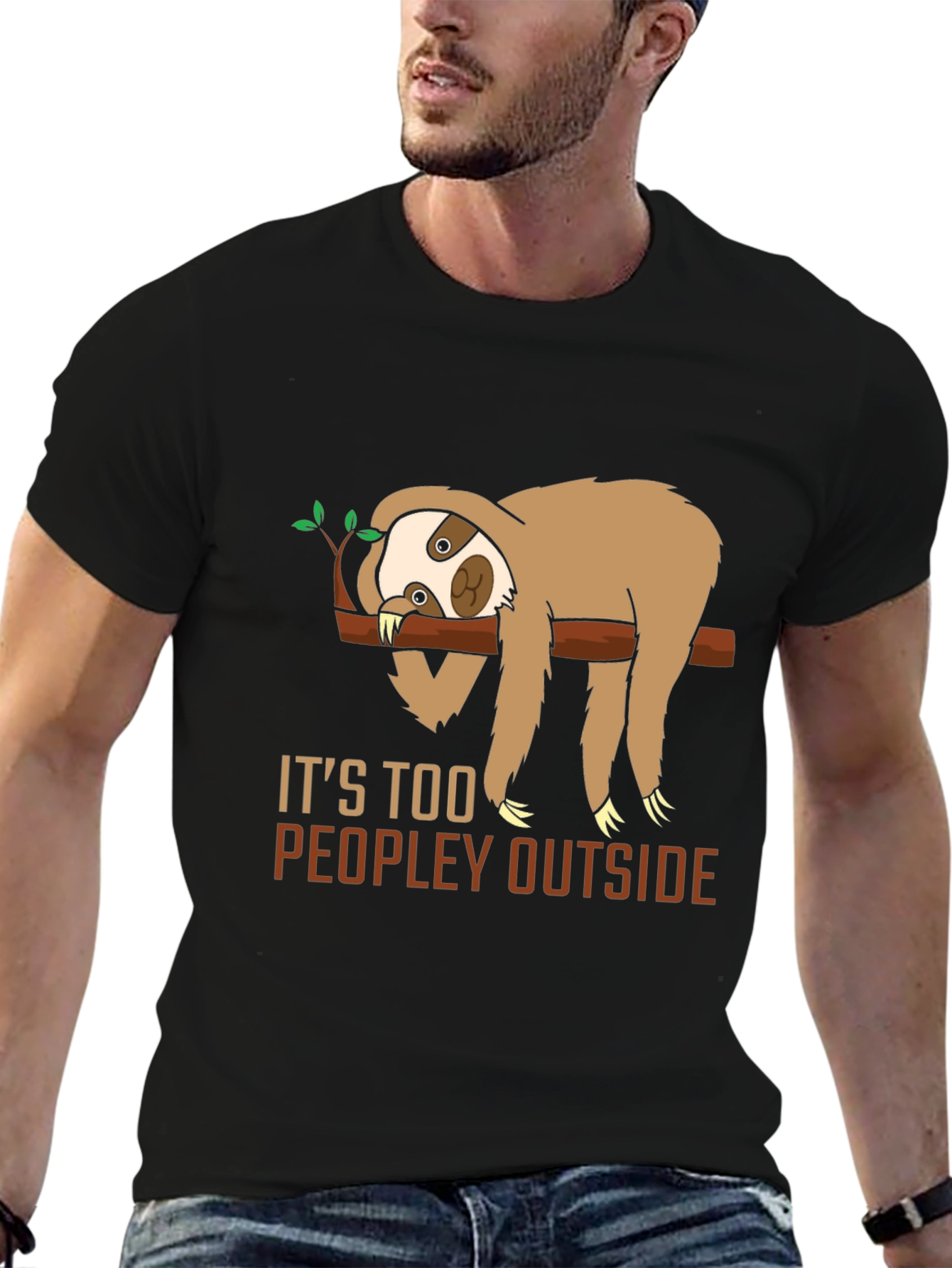 Funny Sloth Too Peopley Graphic T-Shirt