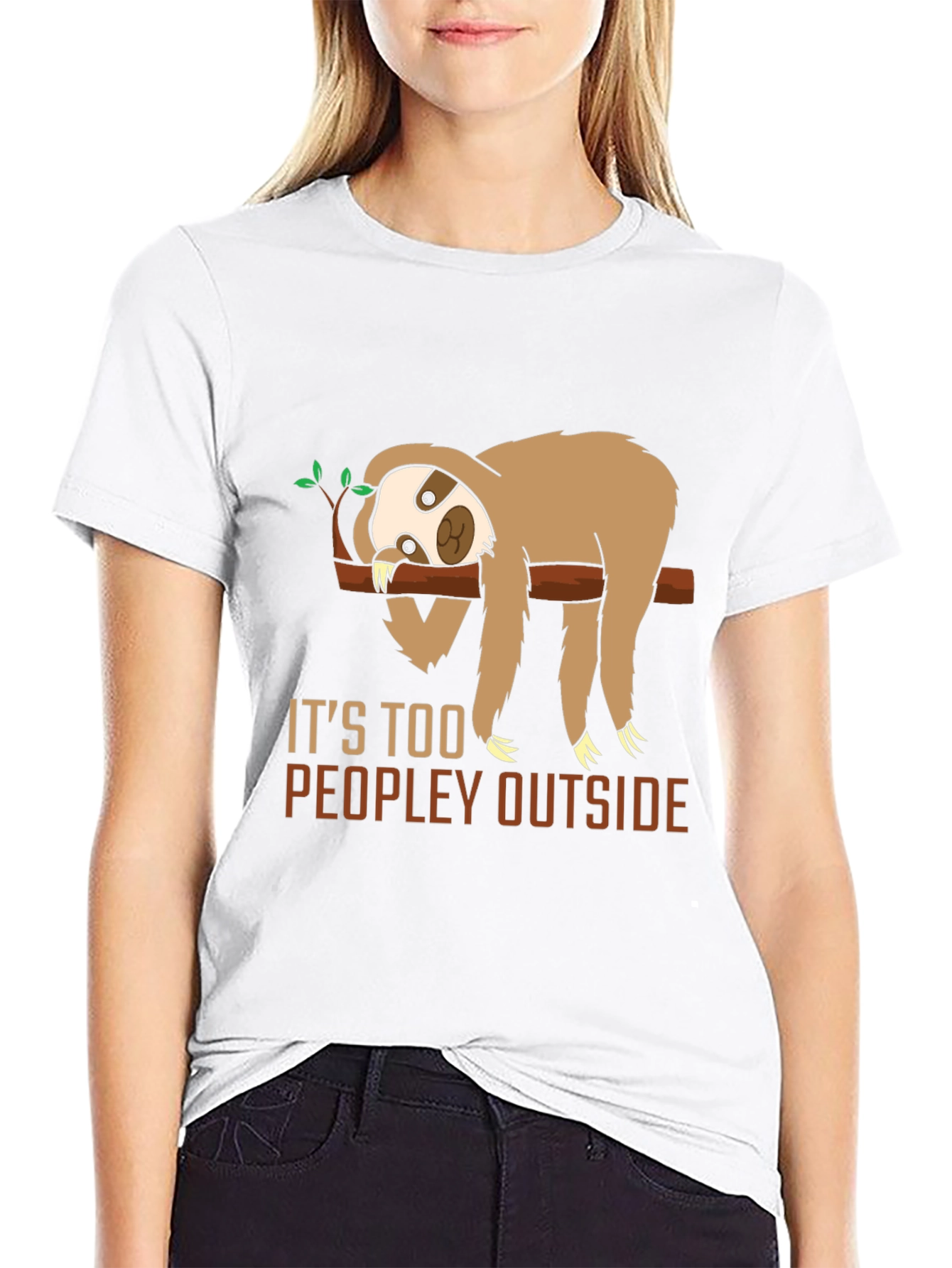 Funny Sloth Too Peopley Graphic T-Shirt