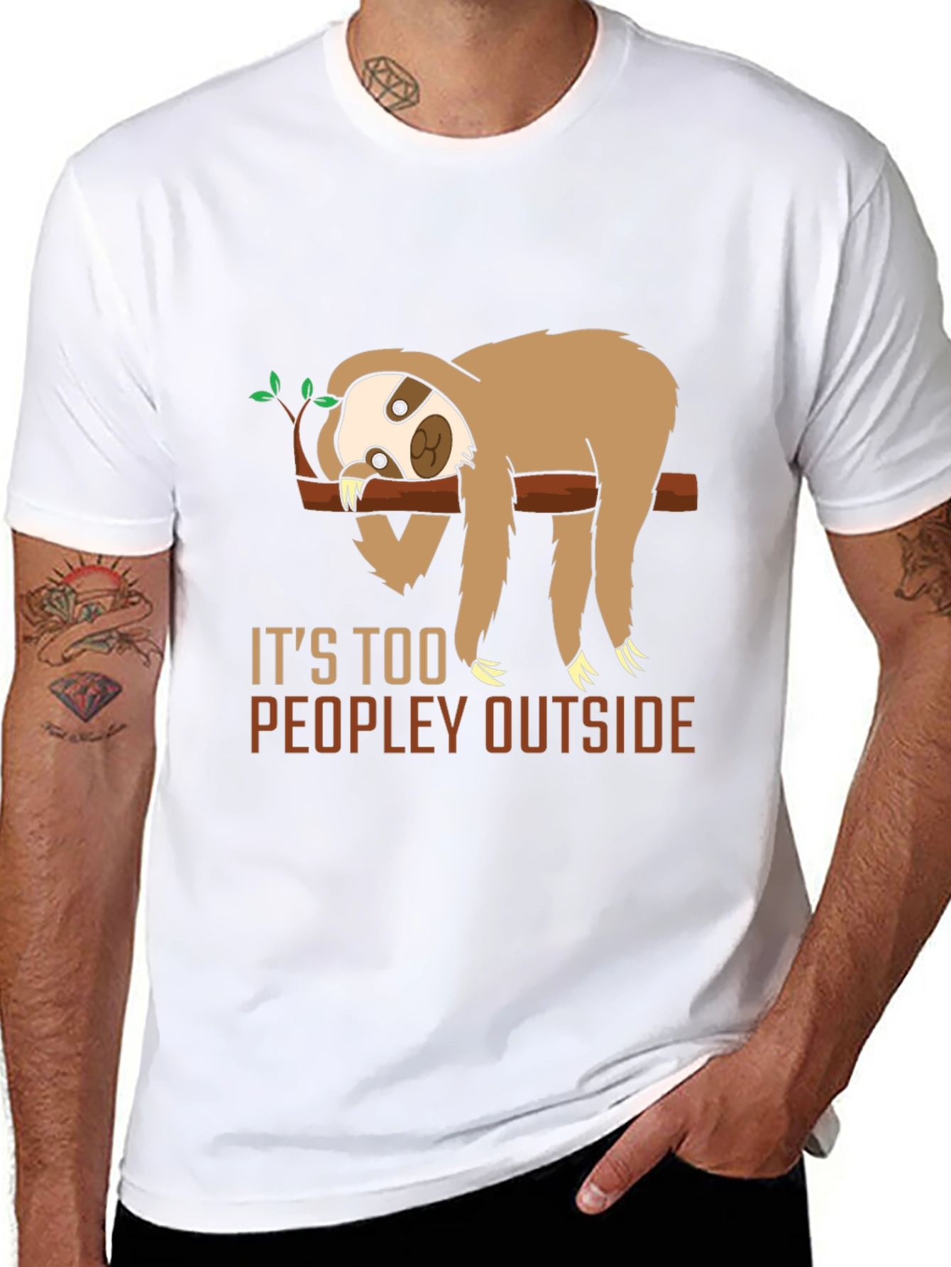 Funny Sloth Too Peopley Graphic T-Shirt