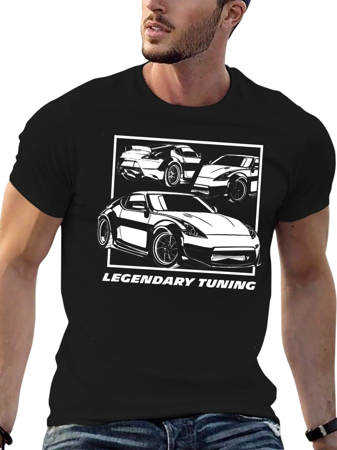 Legendary Tuning Car Graphic Tee - Black Cotton Blend