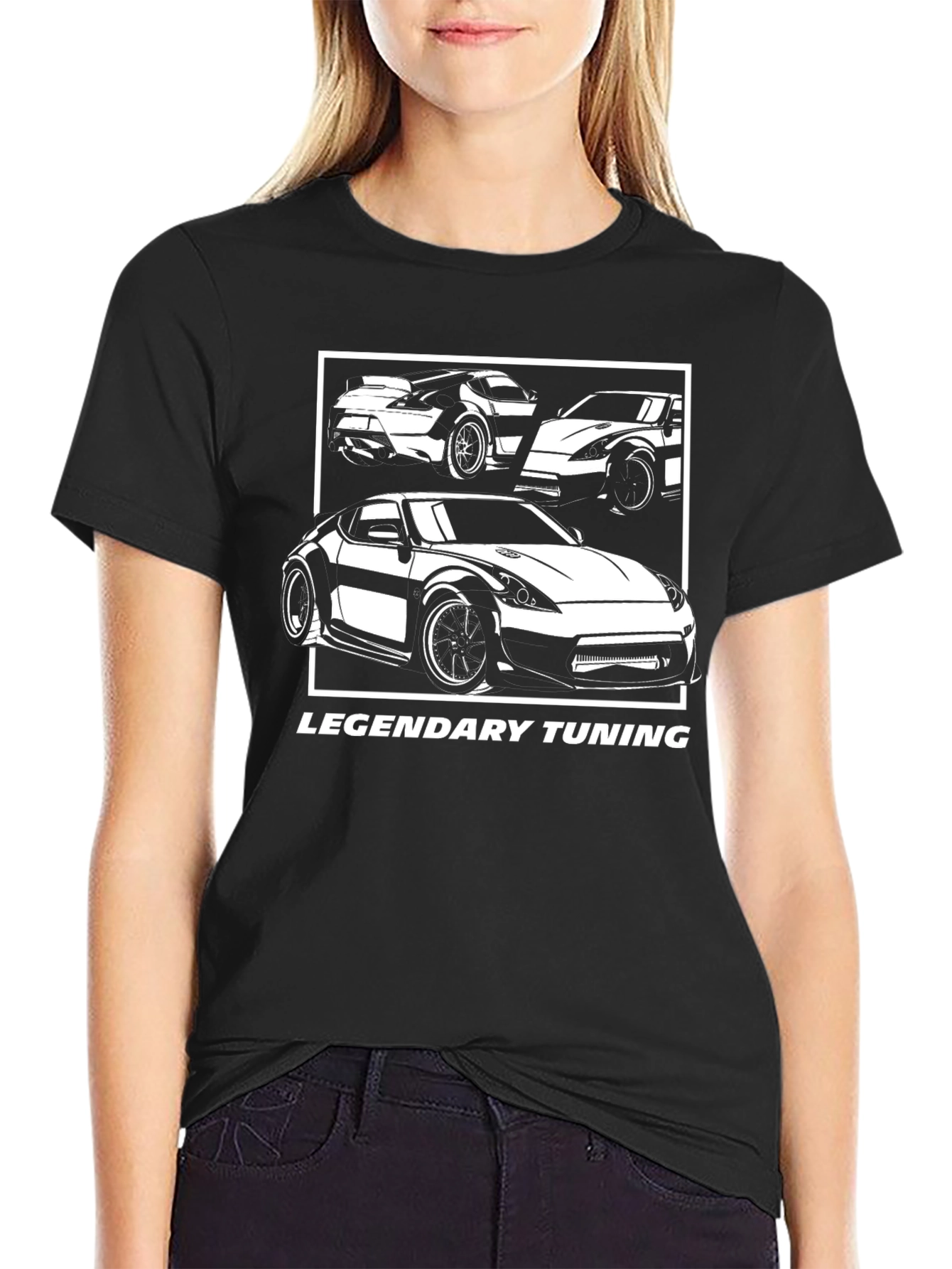 Legendary Tuning Car Graphic Tee - Black Cotton Blend