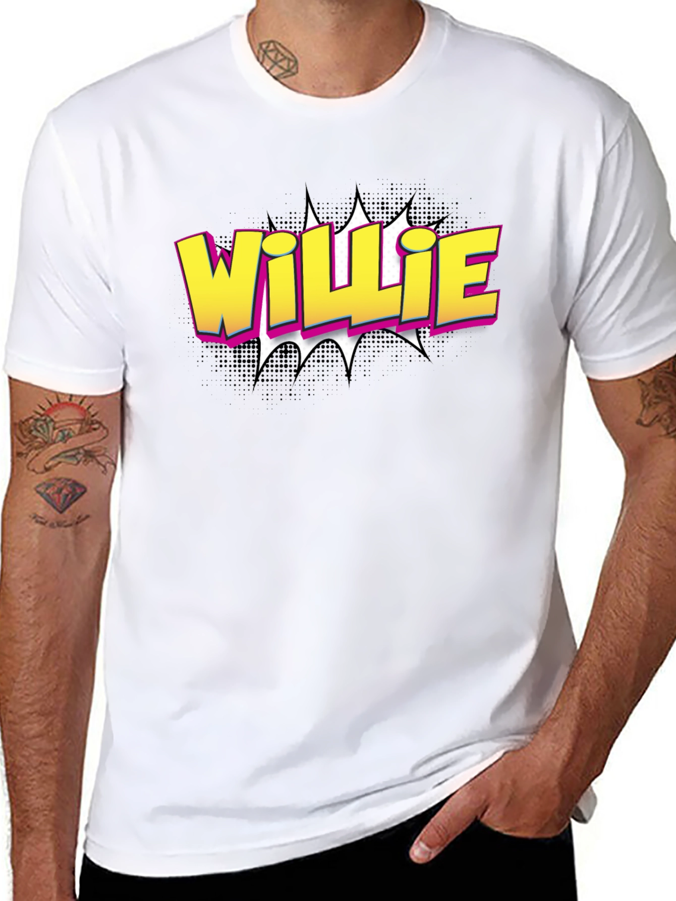 Willie Comic Style Black T-Shirt