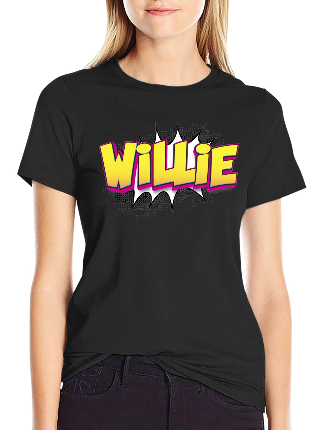 Willie Comic Style Black T-Shirt