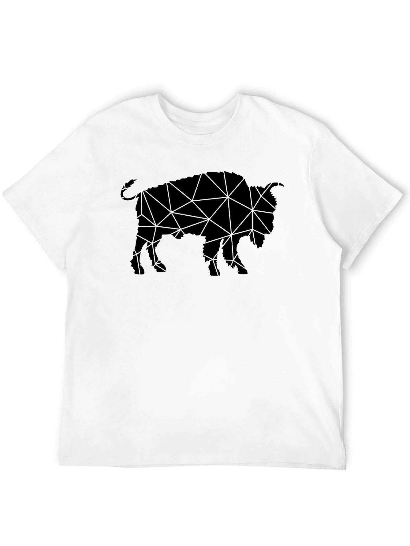 Geometric Bison Graphic Tee - Black