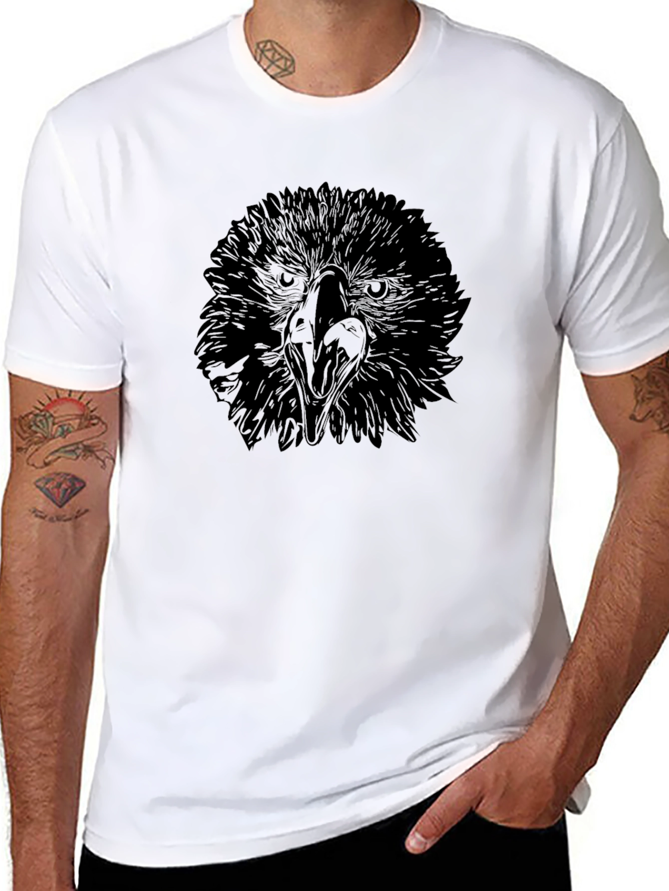 Eagle Graphic Tee - Black Cotton