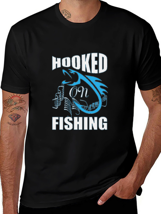 Hooked on Fishing Graphic Tee - Black