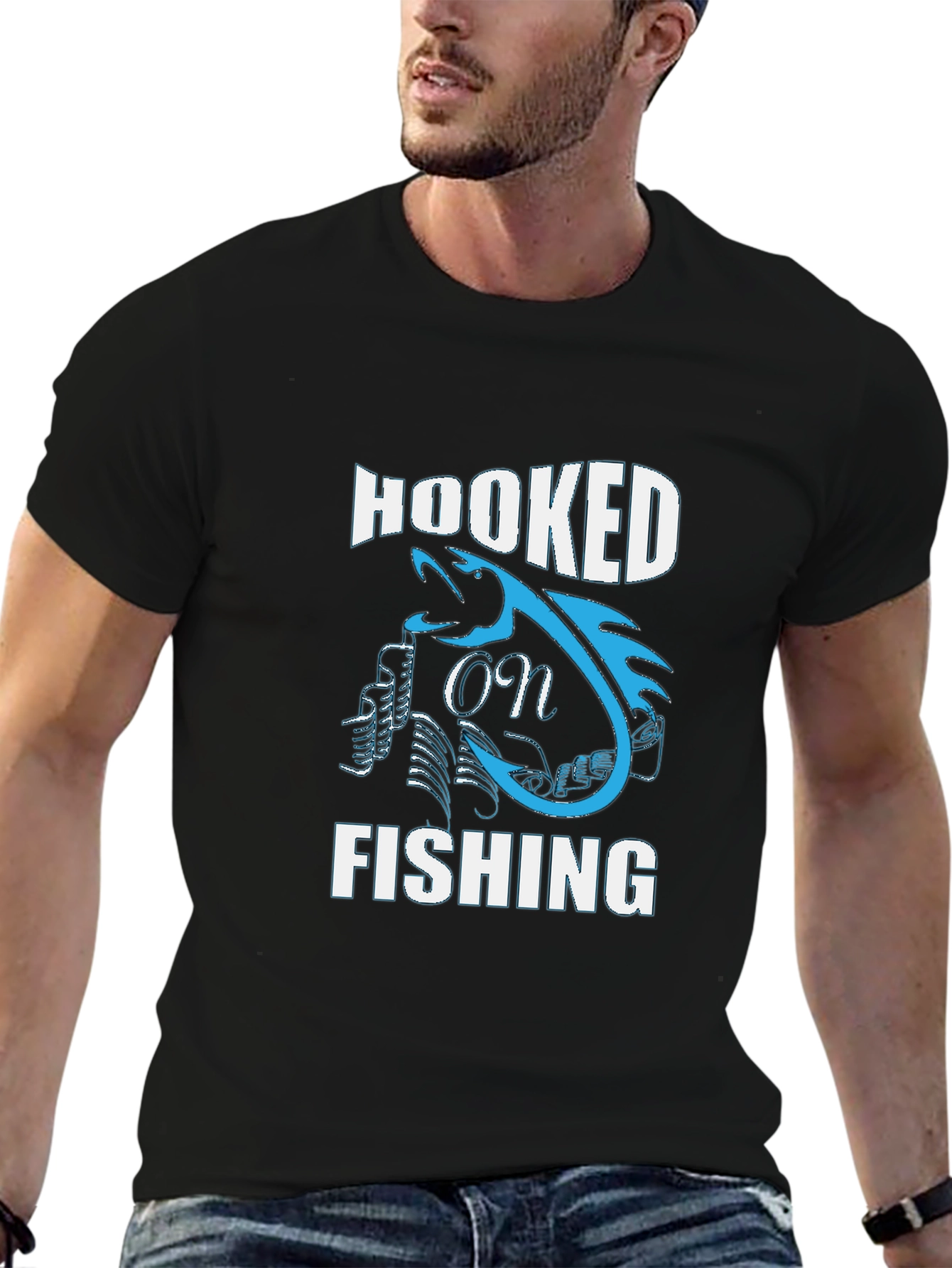 Hooked on Fishing Graphic Tee - Black