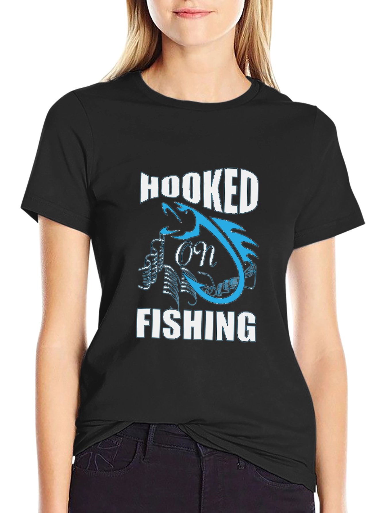 Hooked on Fishing Graphic Tee - Black