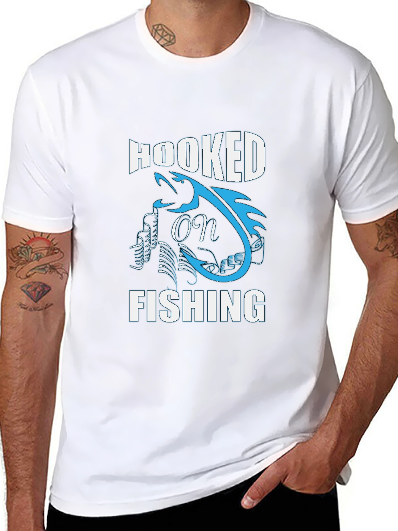Hooked on Fishing Graphic Tee - Black