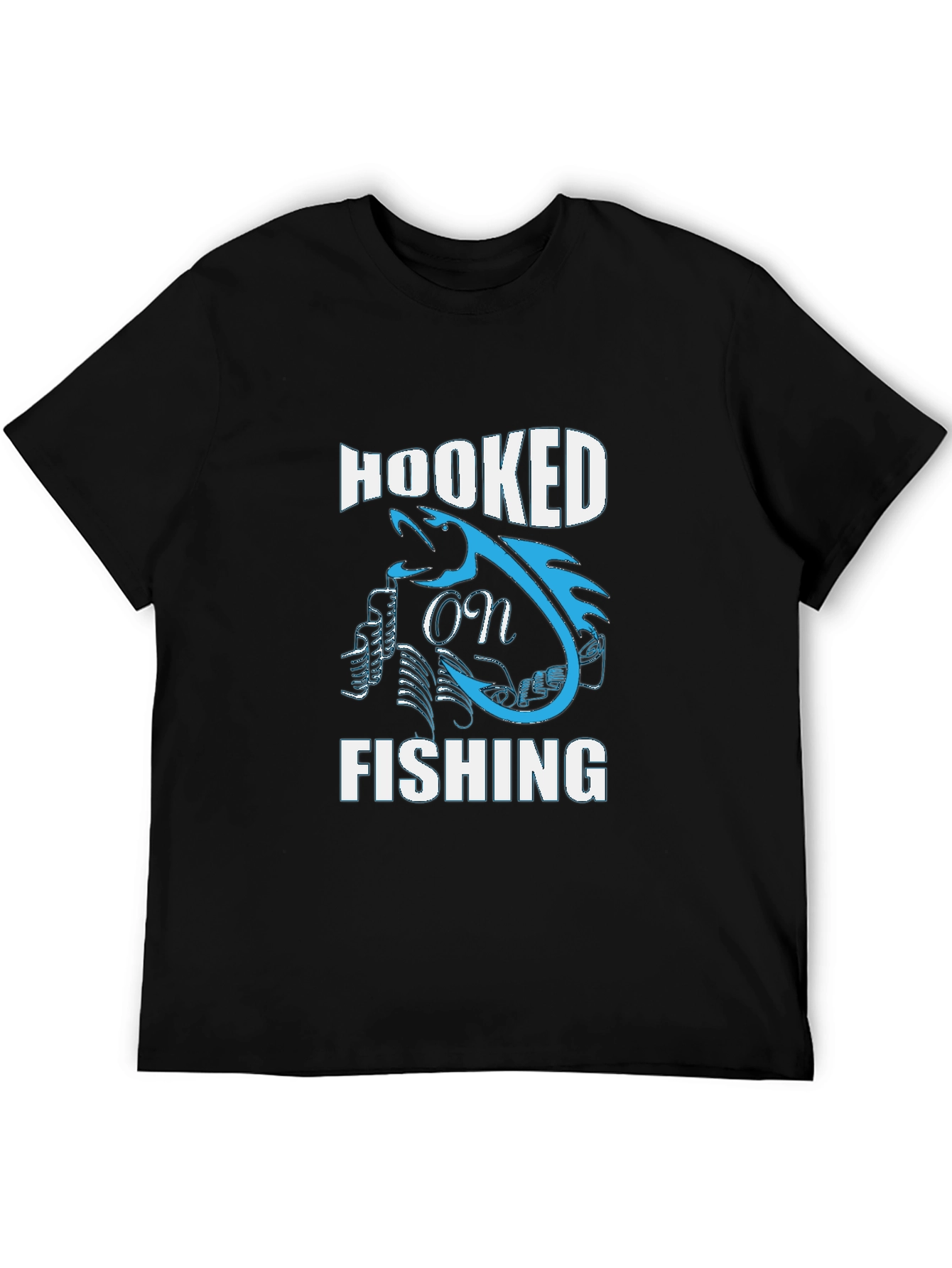 Hooked on Fishing Graphic Tee - Black