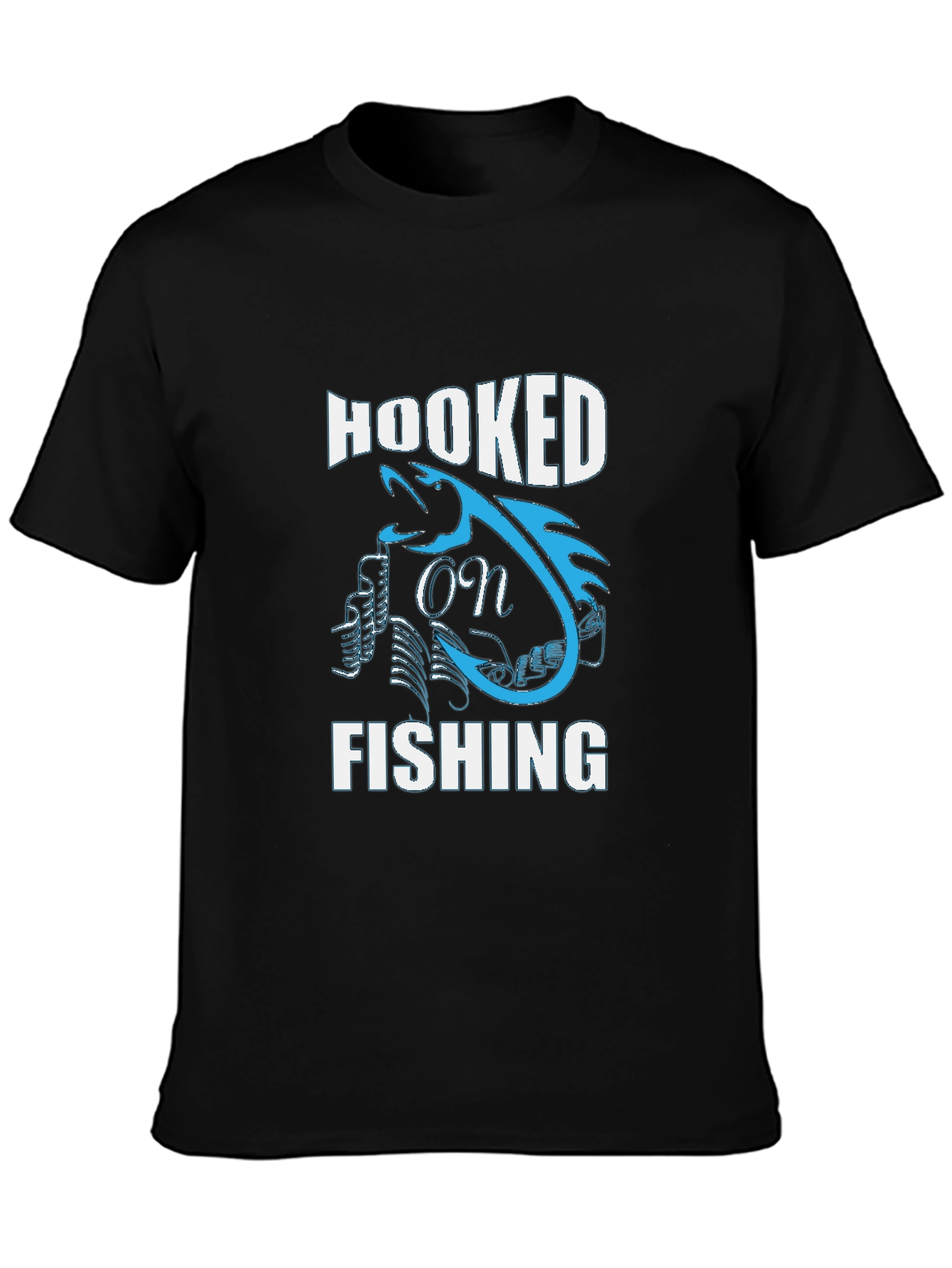 Hooked on Fishing Graphic Tee - Black