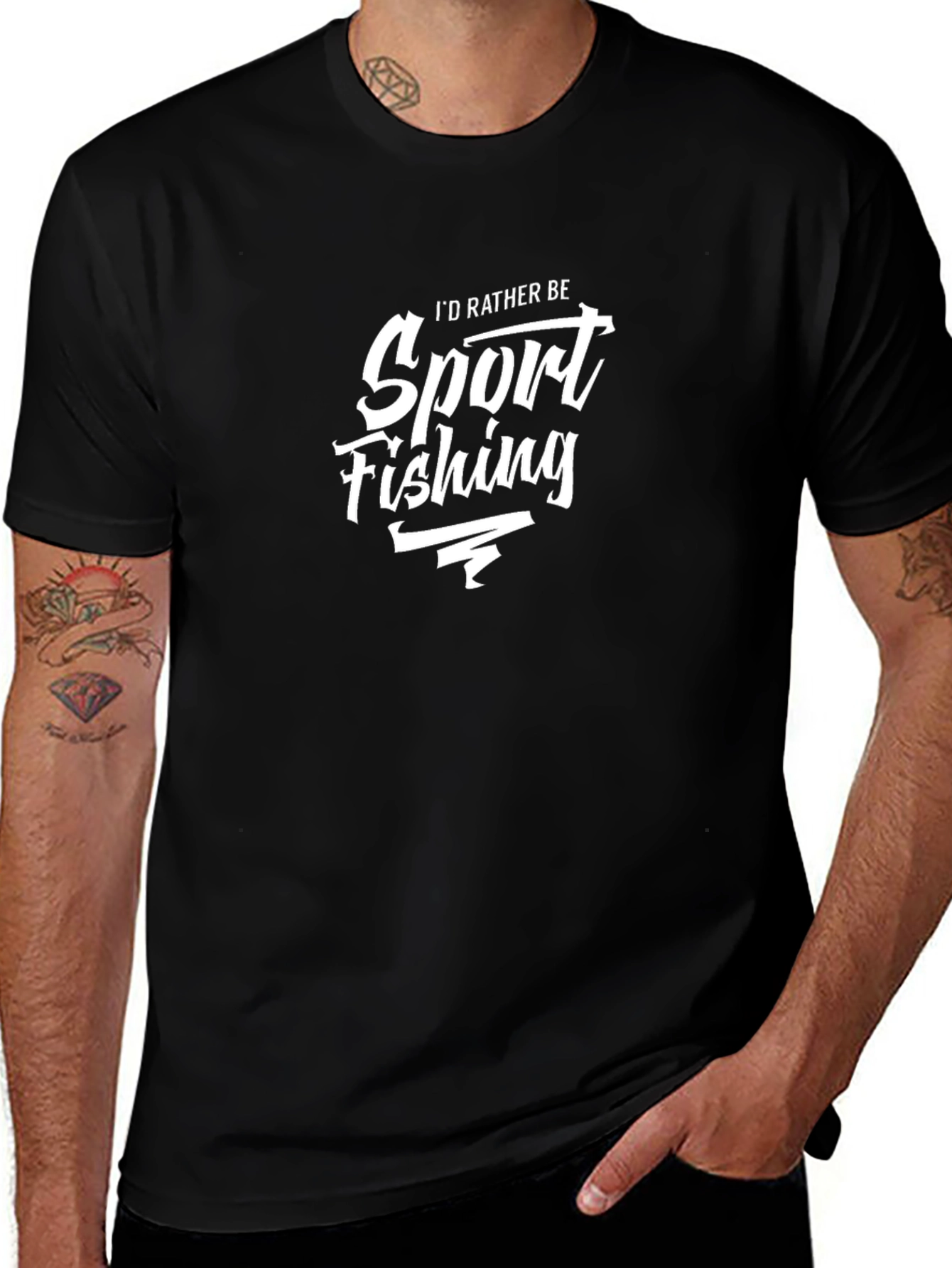 Sport Fishing T-Shirt - Black Cotton Tee
