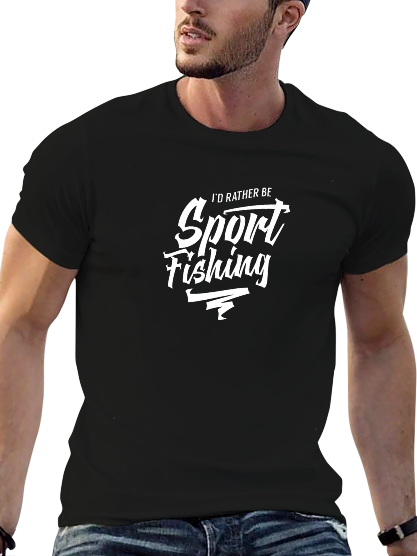 Sport Fishing T-Shirt - Black Cotton Tee