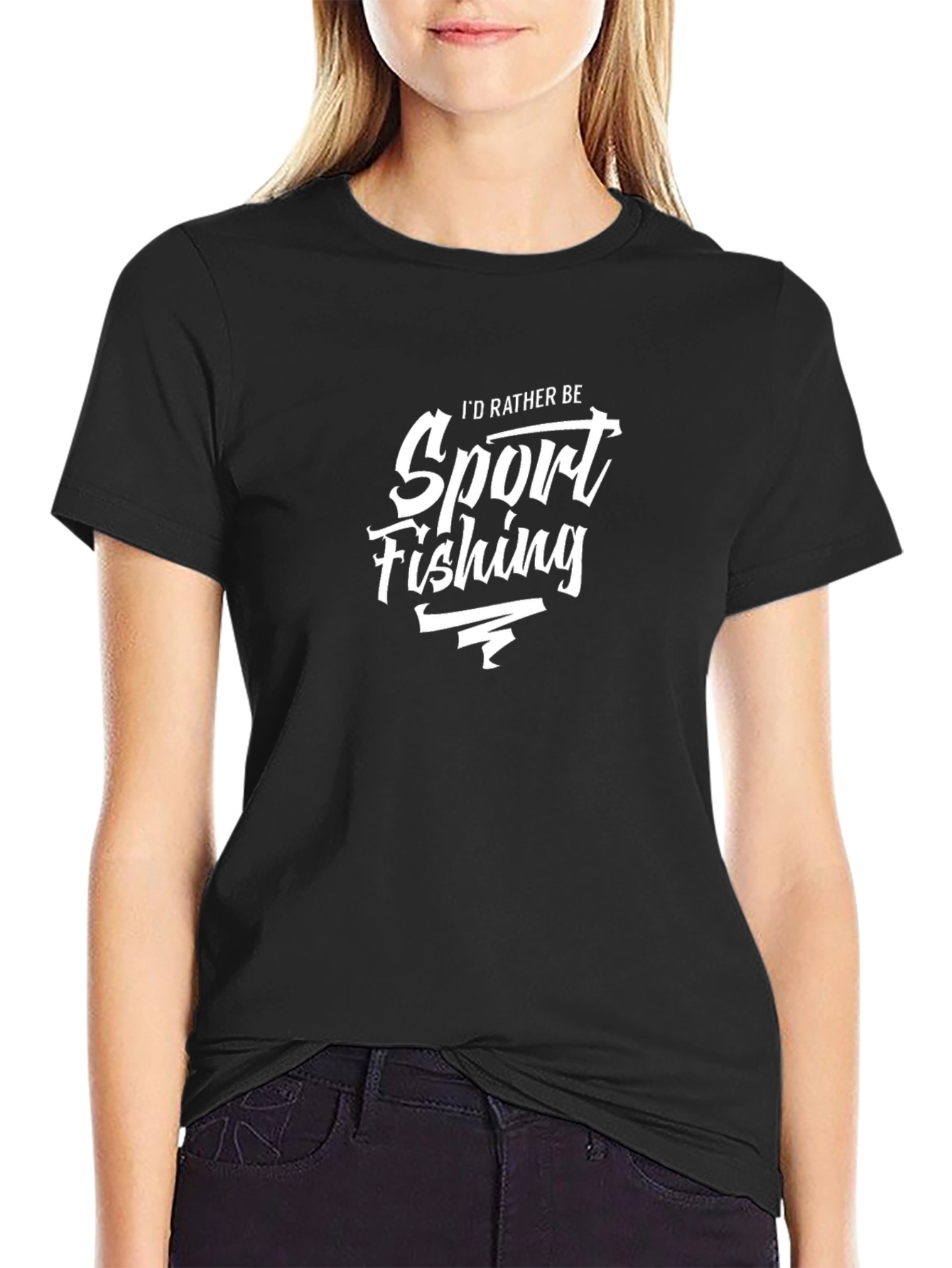 Sport Fishing T-Shirt - Black Cotton Tee