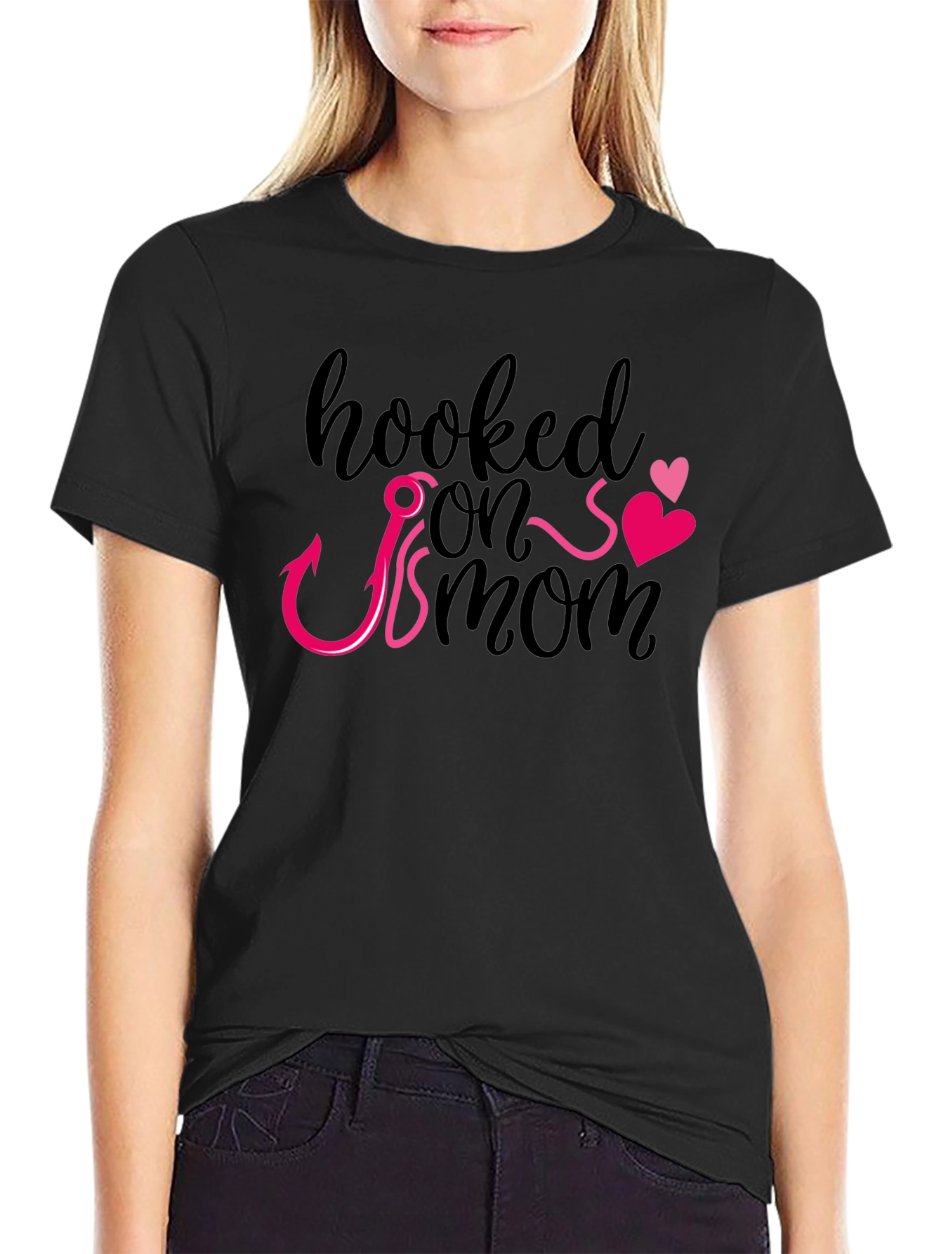Hooked On Mom Graphic T-Shirt - Mens Black Tee