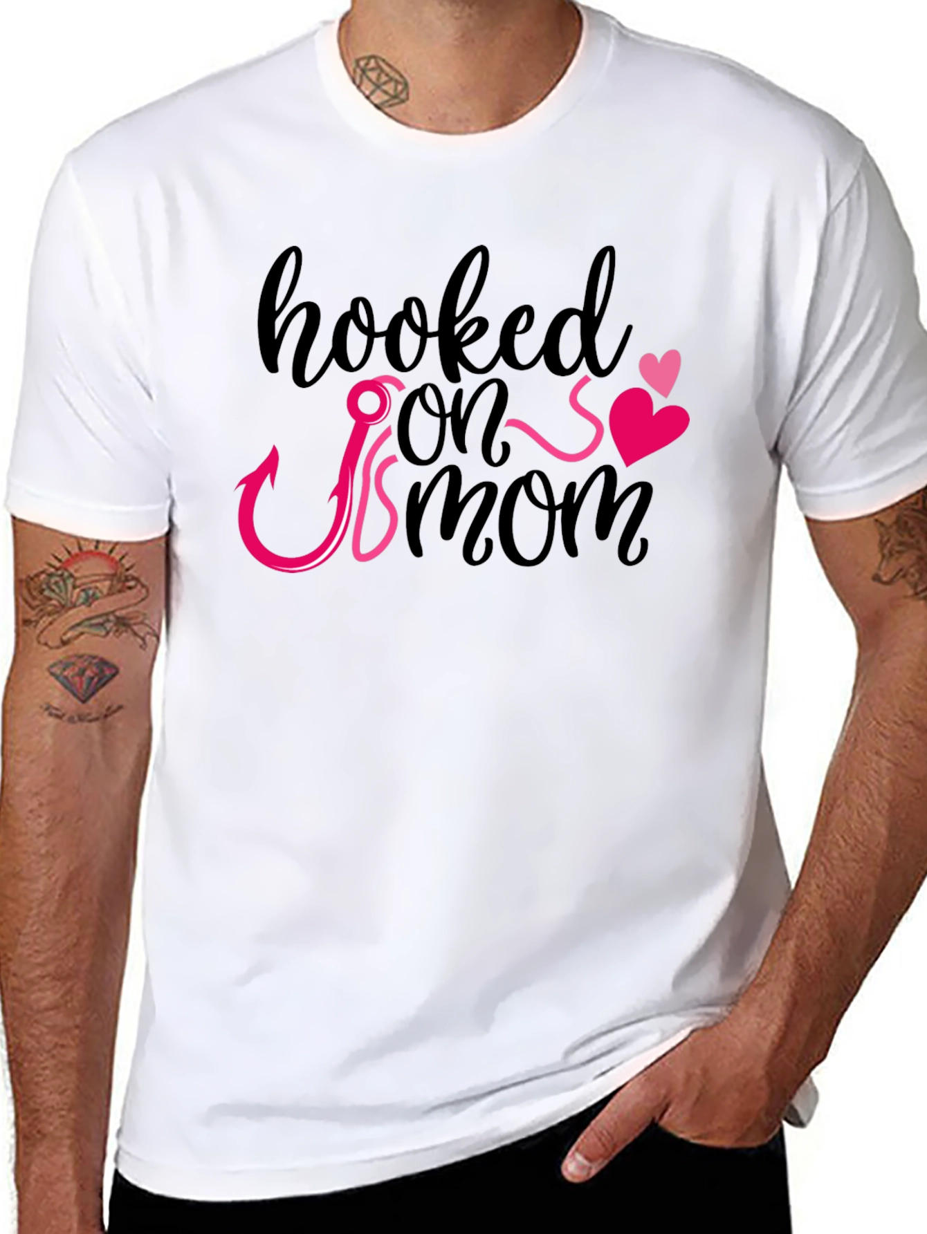 Hooked On Mom Graphic T-Shirt - Mens Black Tee