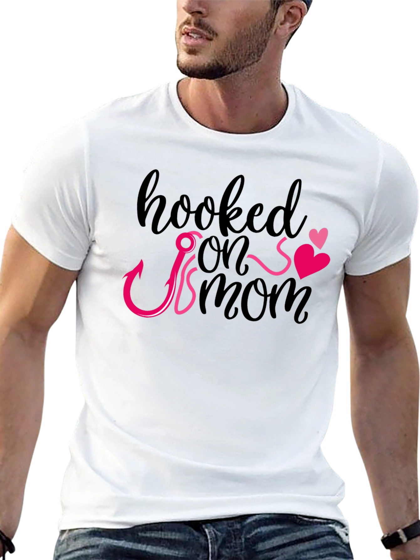 Hooked On Mom Graphic T-Shirt - Mens Black Tee