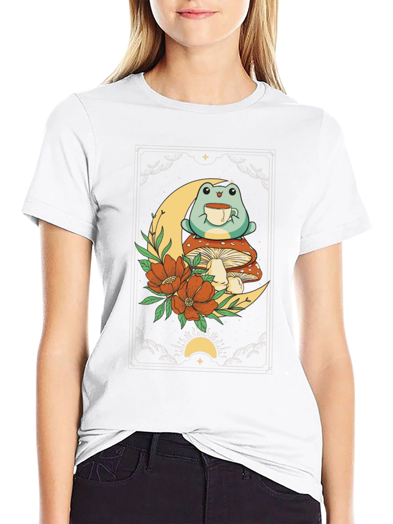 Frog on Moon Graphic T-Shirt