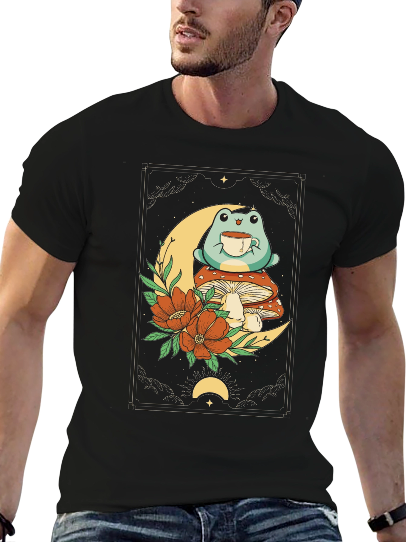 Frog on Moon Graphic T-Shirt