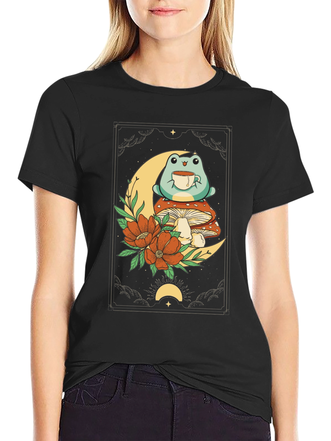 Frog on Moon Graphic T-Shirt
