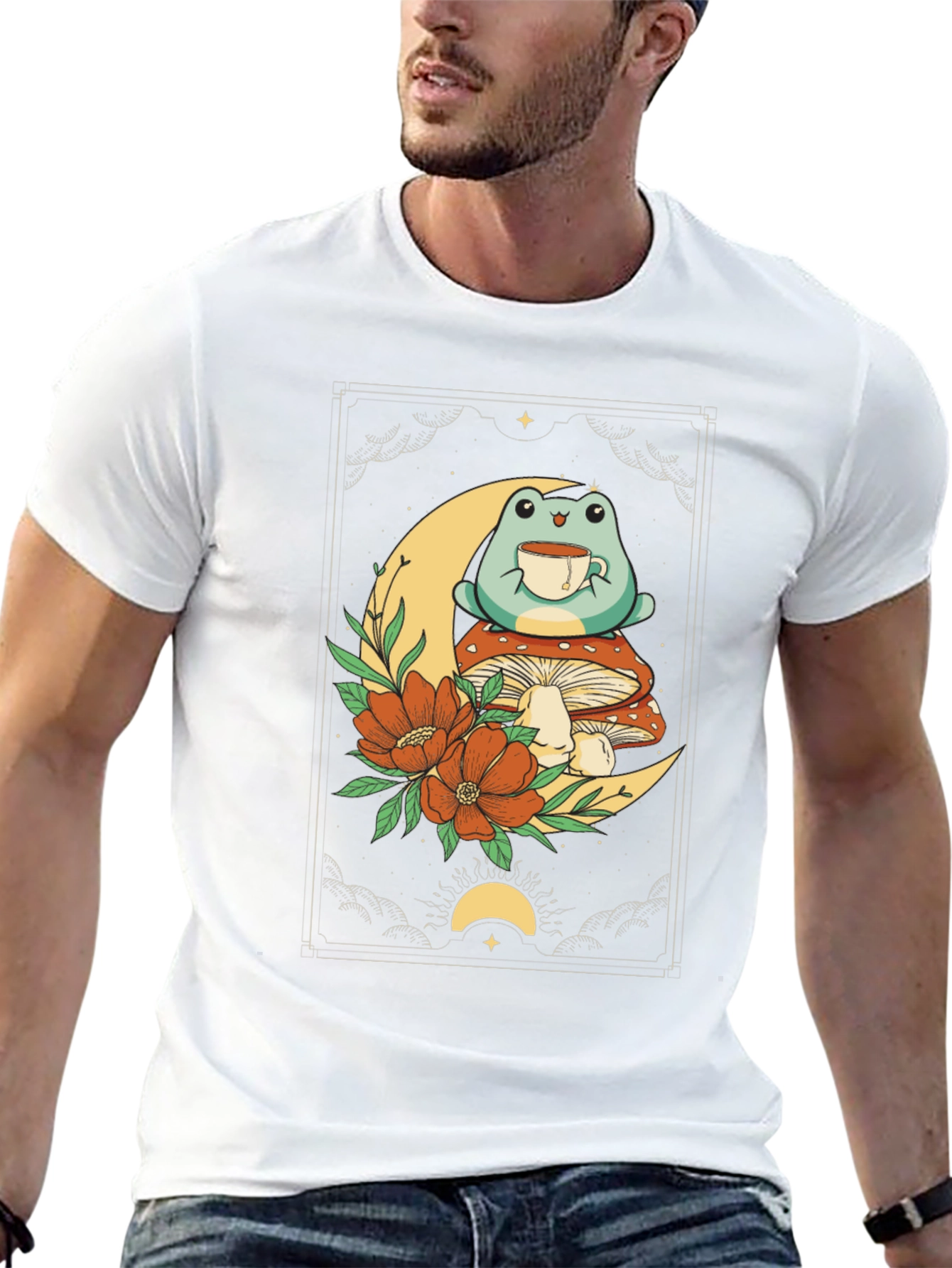 Frog on Moon Graphic T-Shirt