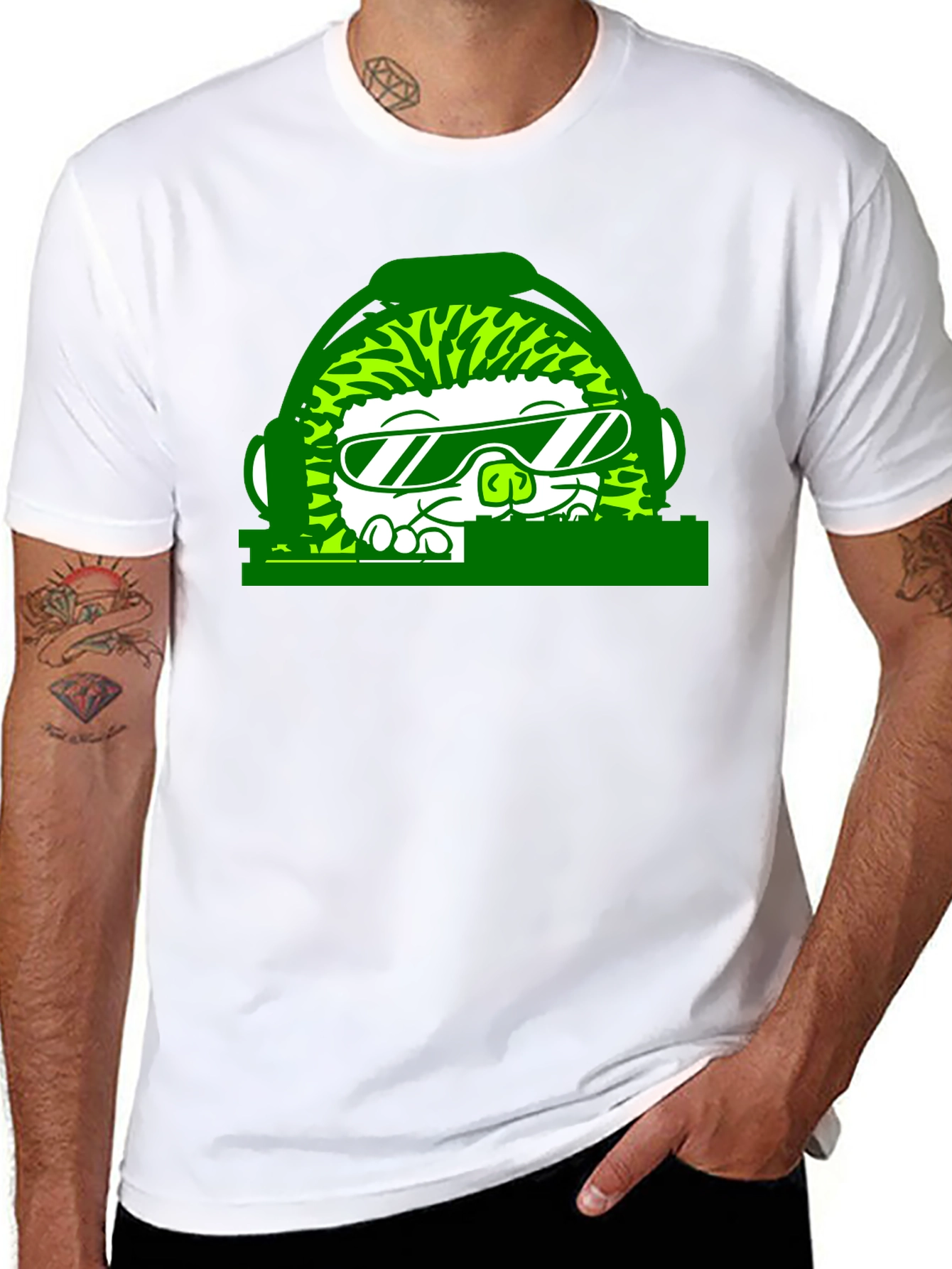 DJ Hedgehog Graphic Tee - Cool Novelty T-Shirt