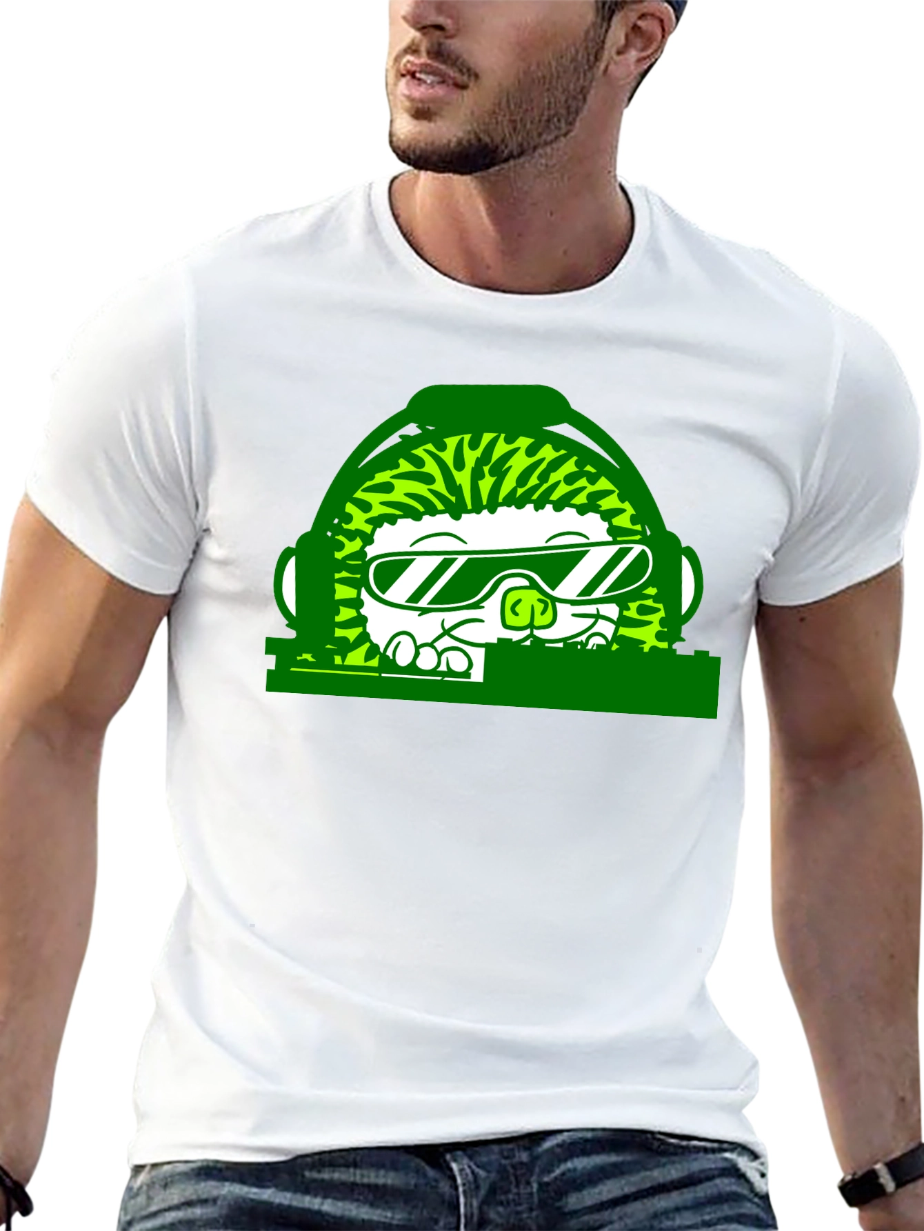 DJ Hedgehog Graphic Tee - Cool Novelty T-Shirt