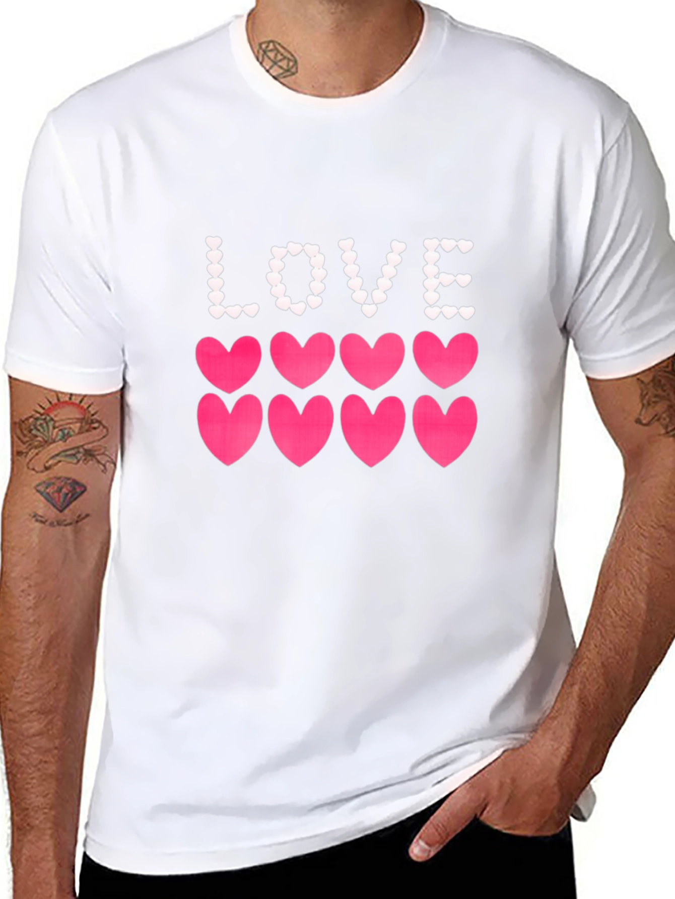 Love Hearts Graphic Tee - Stylish Mens Black T-Shirt