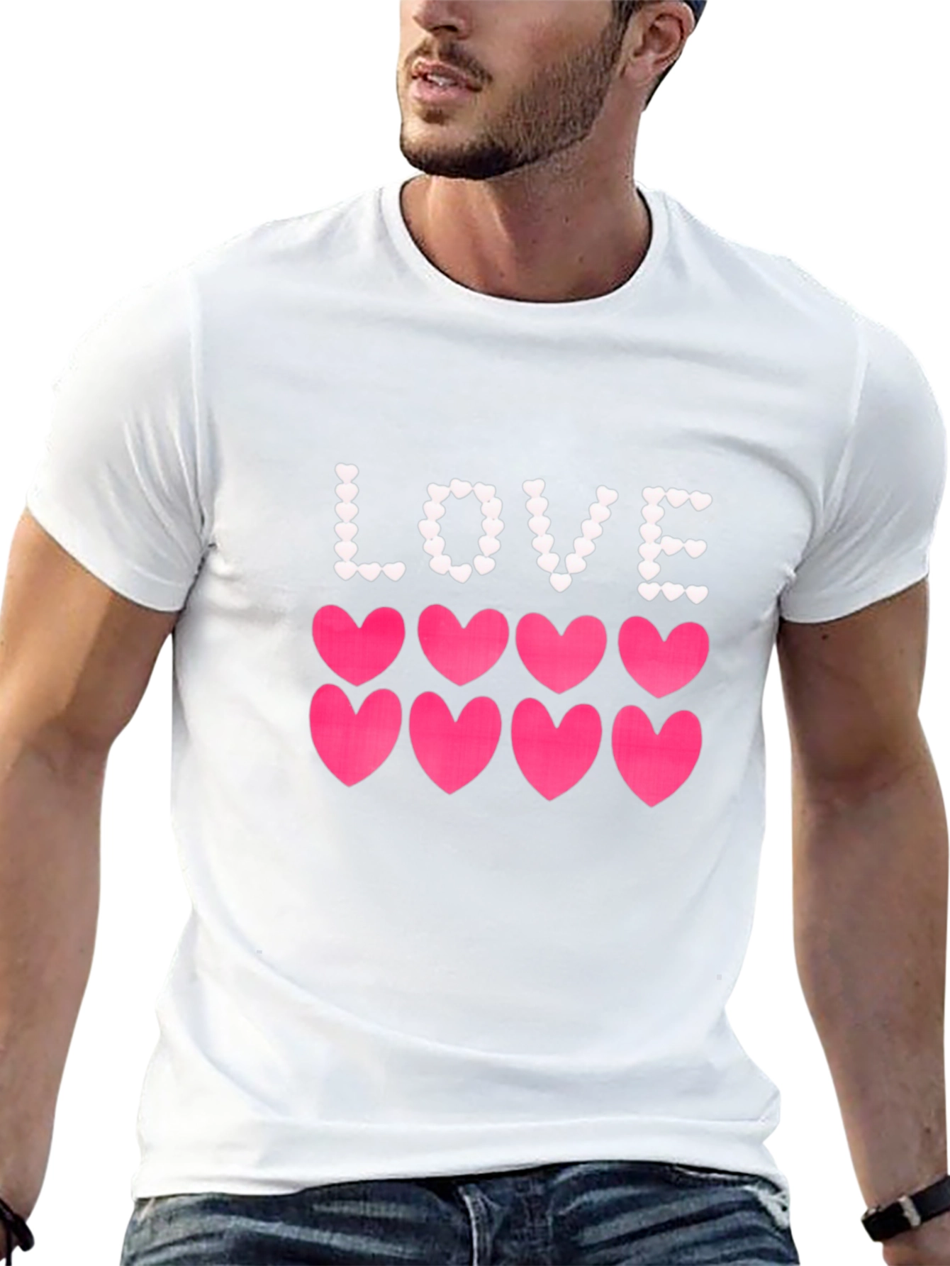 Love Hearts Graphic Tee - Stylish Mens Black T-Shirt