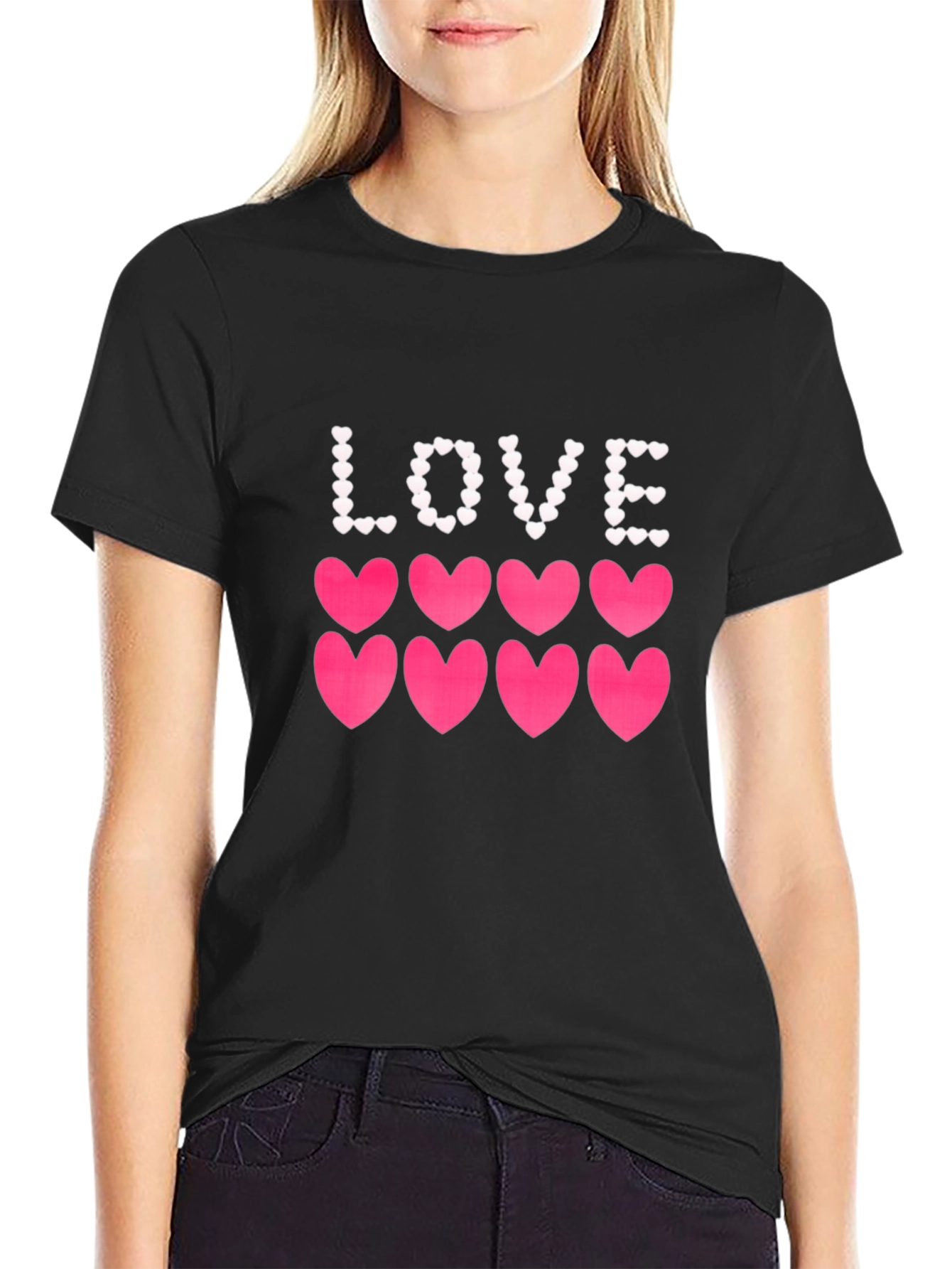 Love Hearts Graphic Tee - Stylish Mens Black T-Shirt